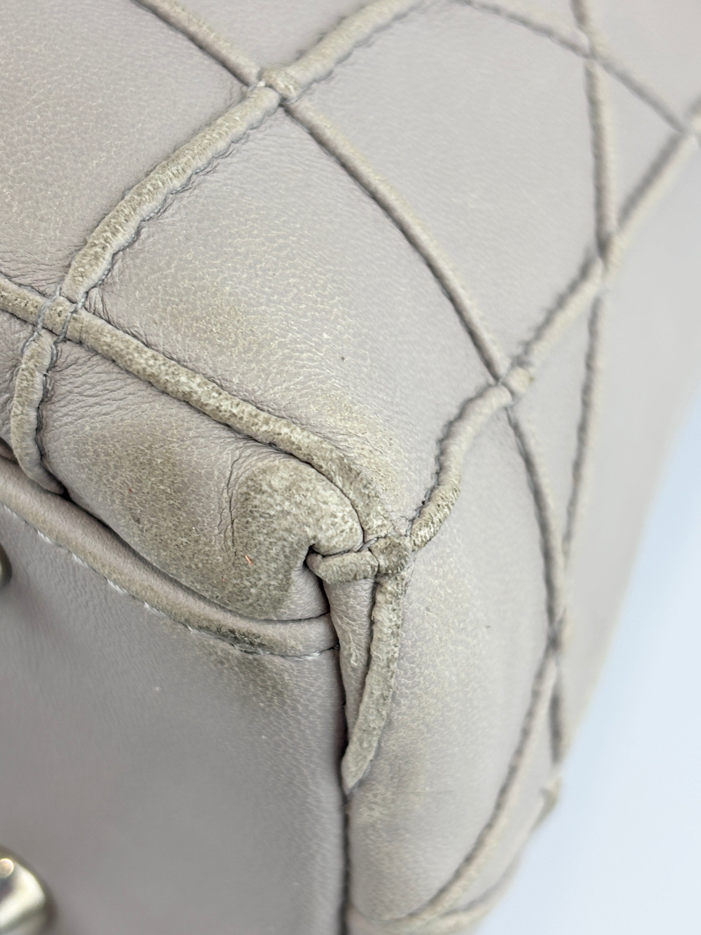 Medium Granville Chain Tote in Grey Cannage Lambskin SHW