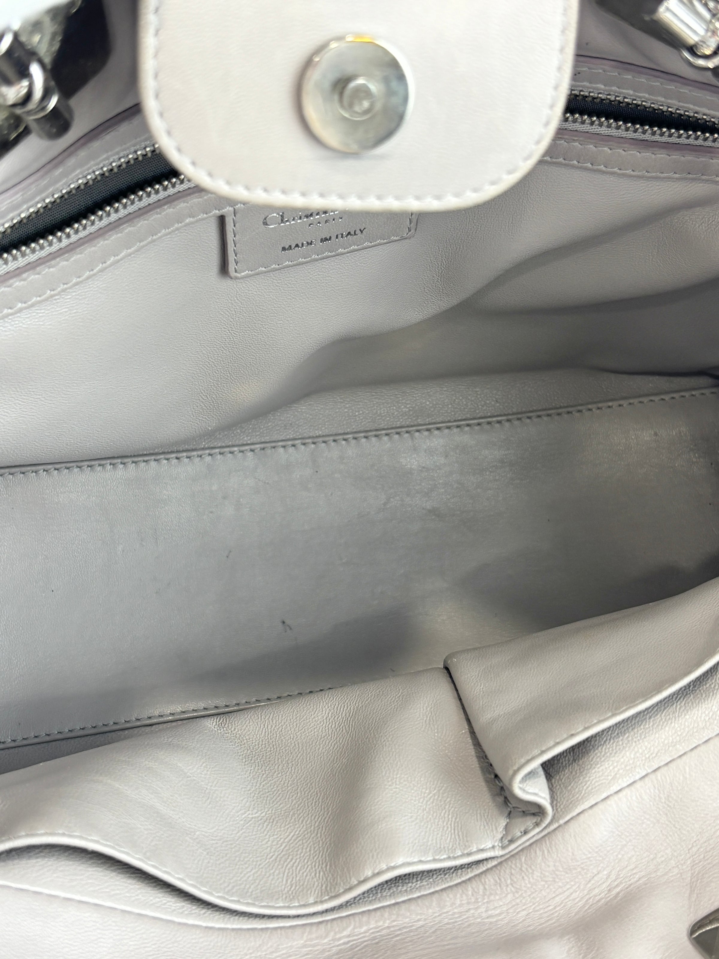 Medium Granville Chain Tote in Grey Cannage Lambskin SHW