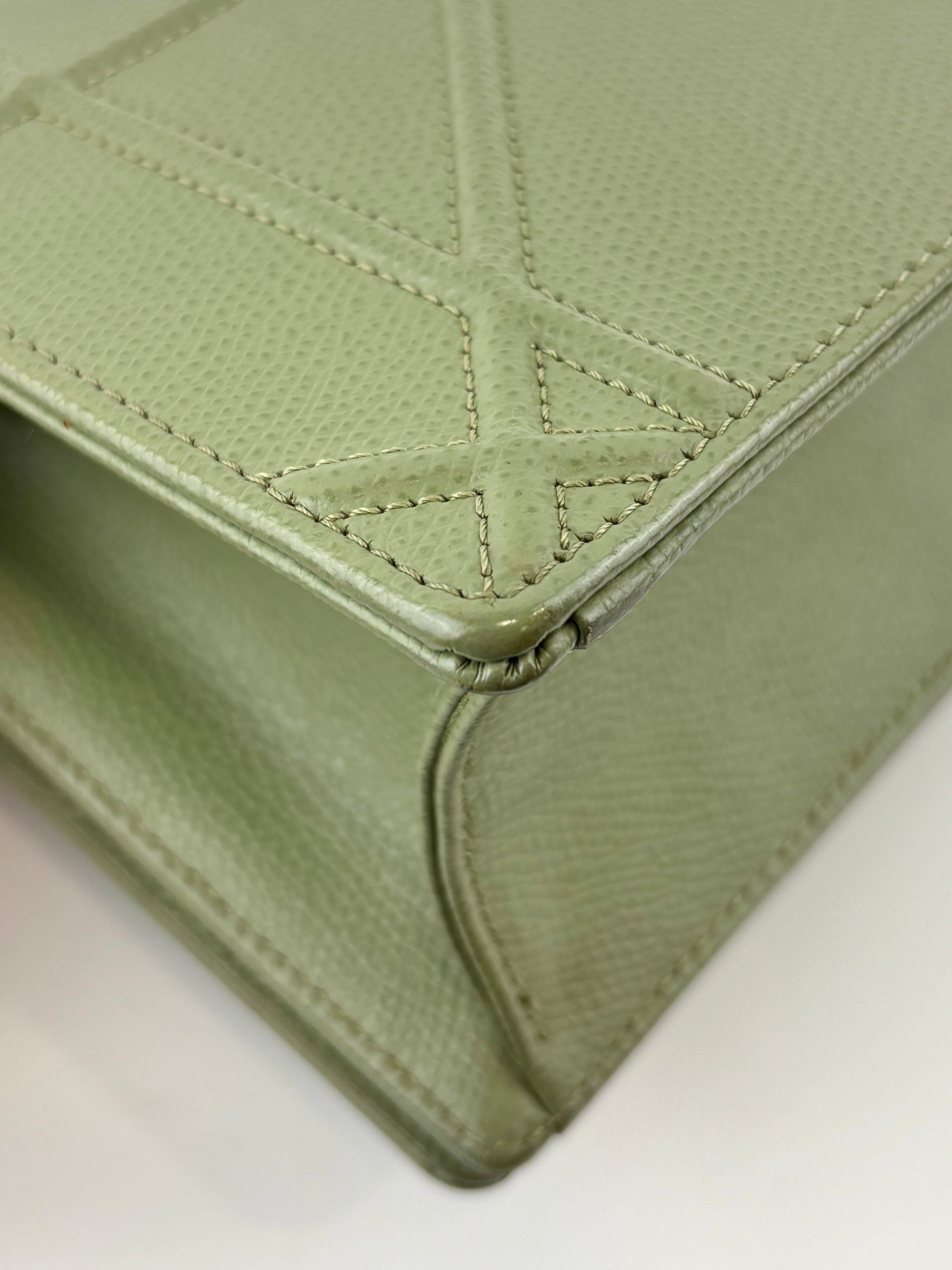 Small Diorama in Light Green Grained Calfskin Leather