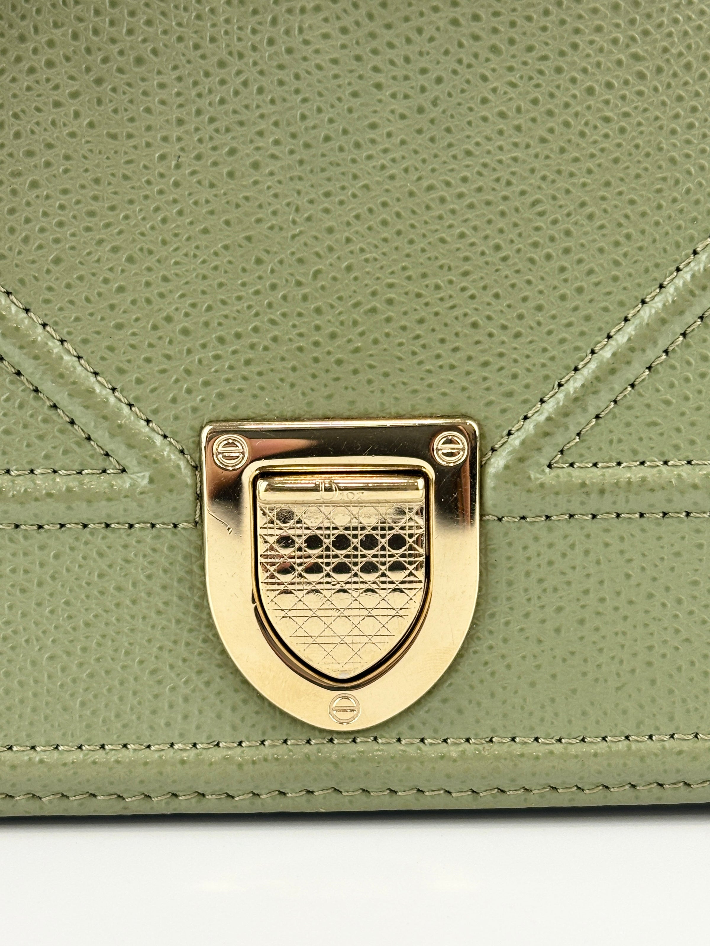Small Diorama in Light Green Grained Calfskin Leather