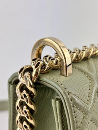 Small Diorama in Light Green Grained Calfskin Leather