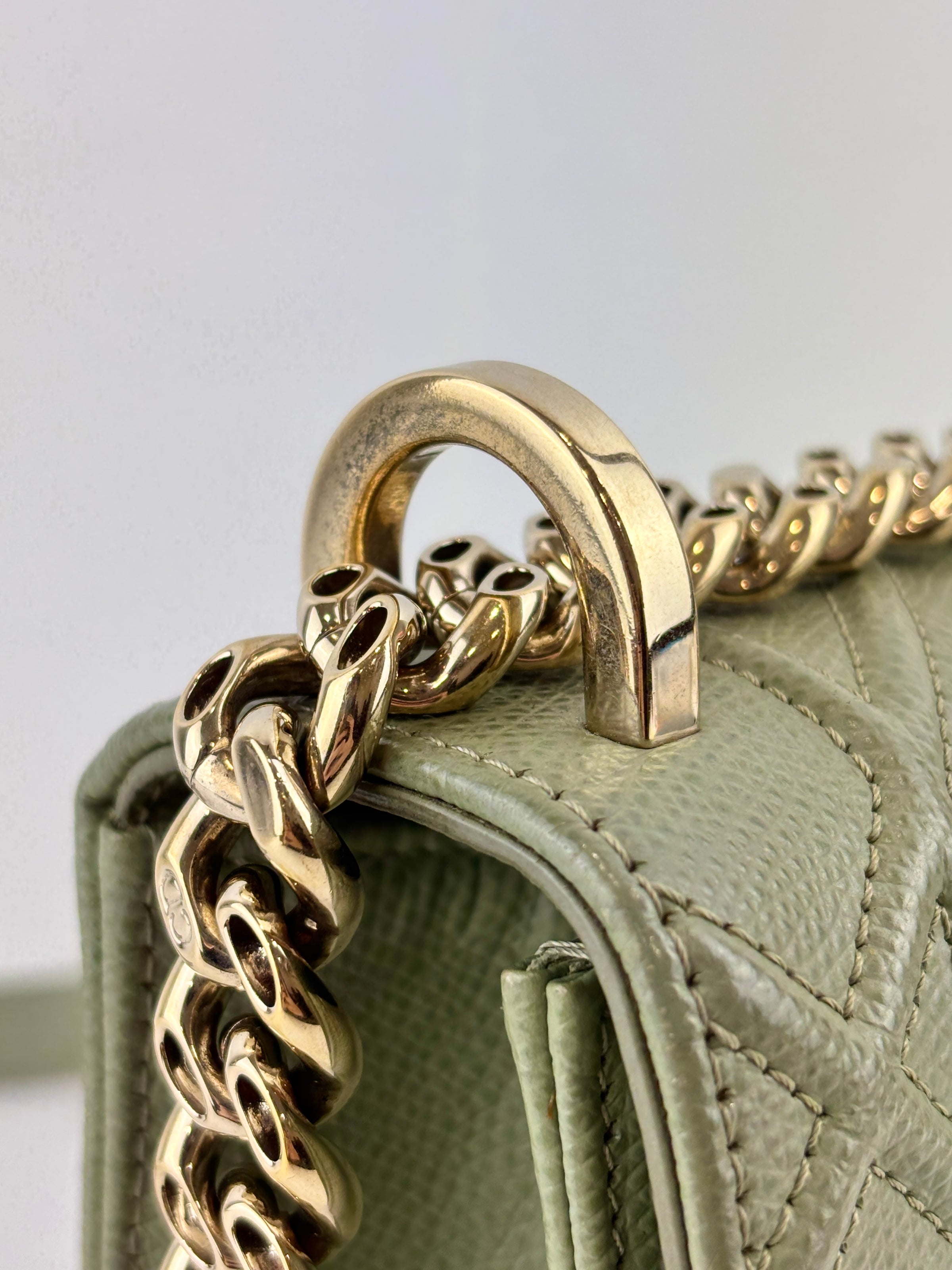 Small Diorama in Light Green Grained Calfskin Leather