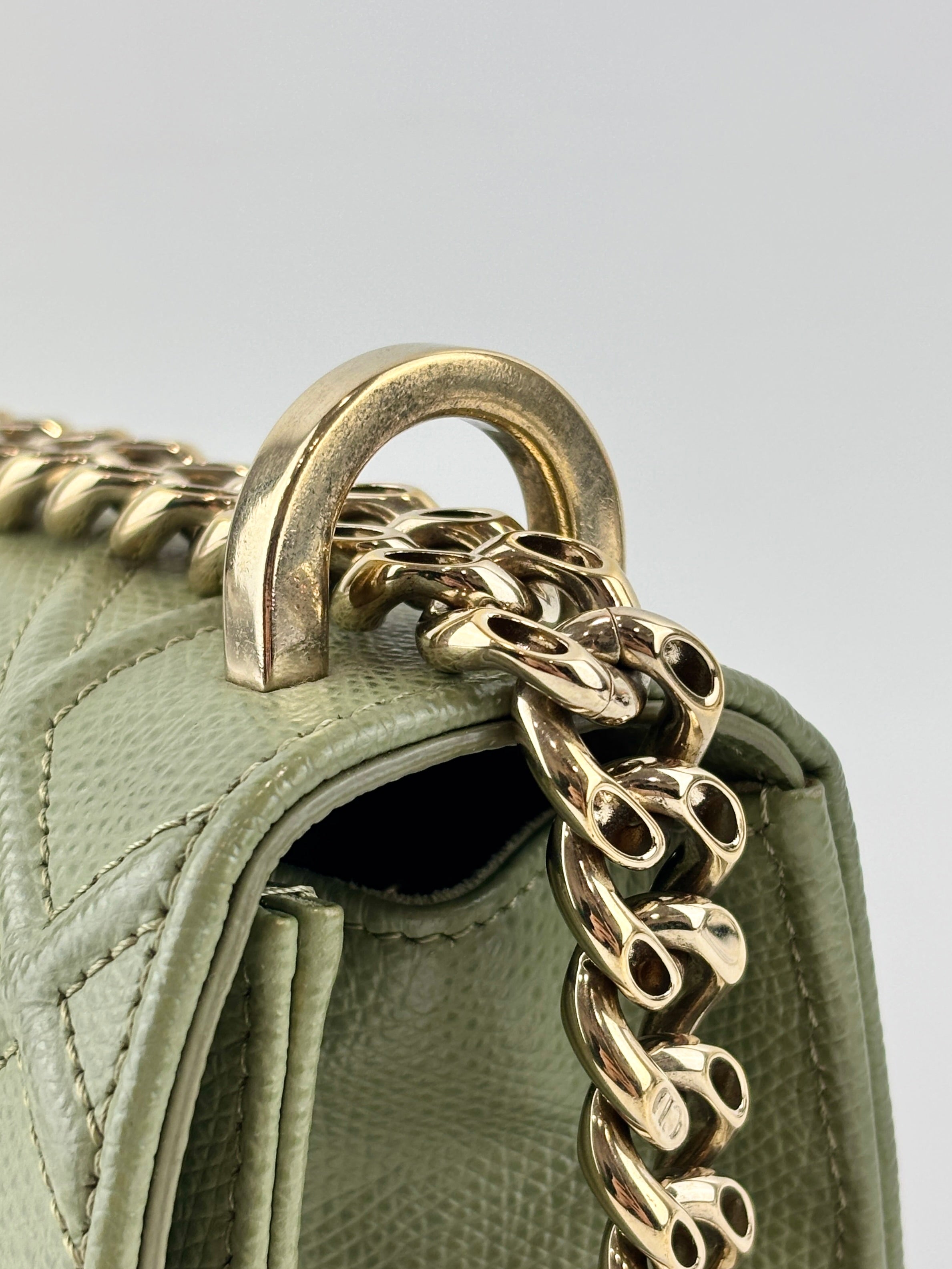 Small Diorama in Light Green Grained Calfskin Leather