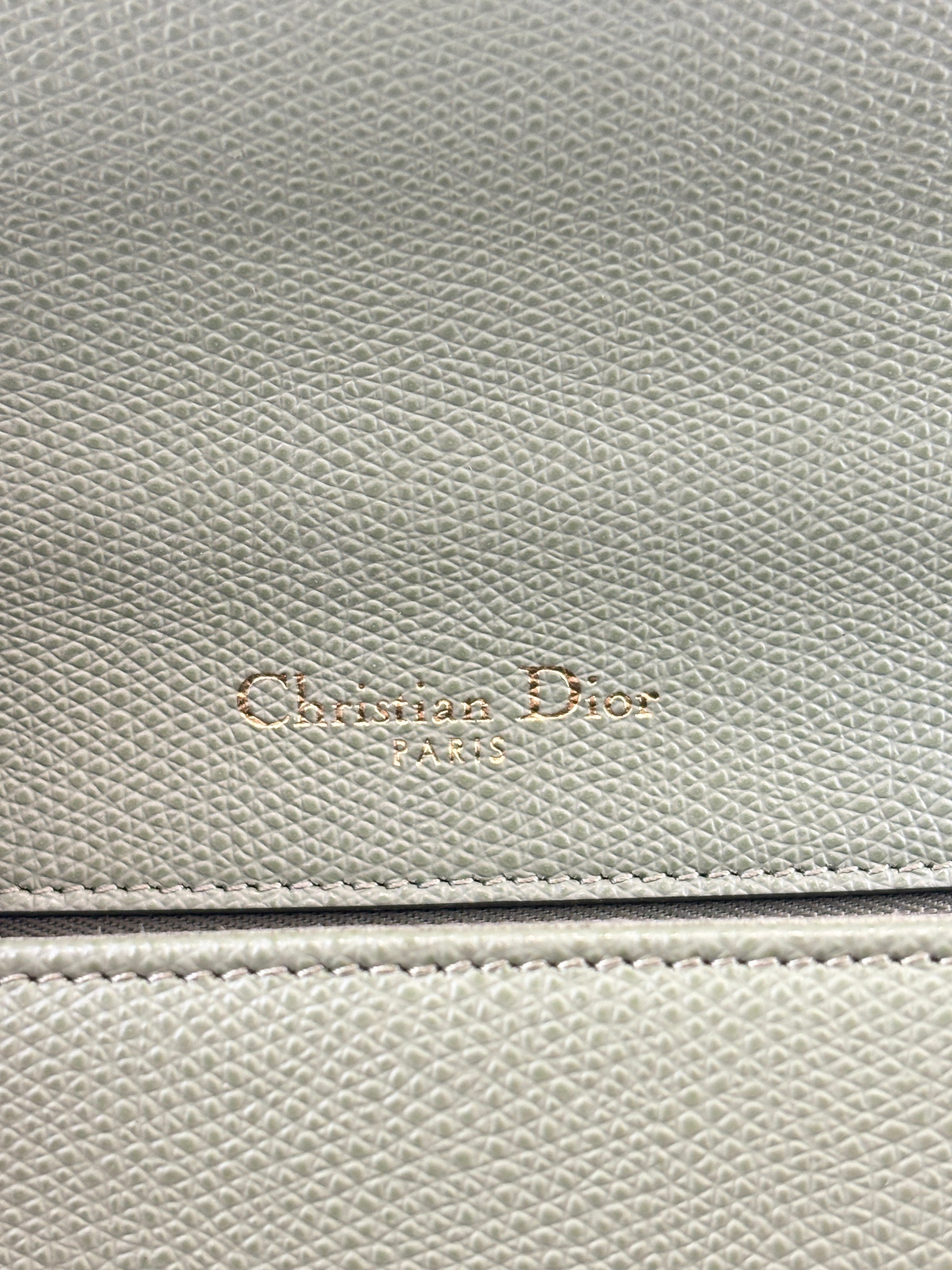 Small Diorama in Light Green Grained Calfskin Leather