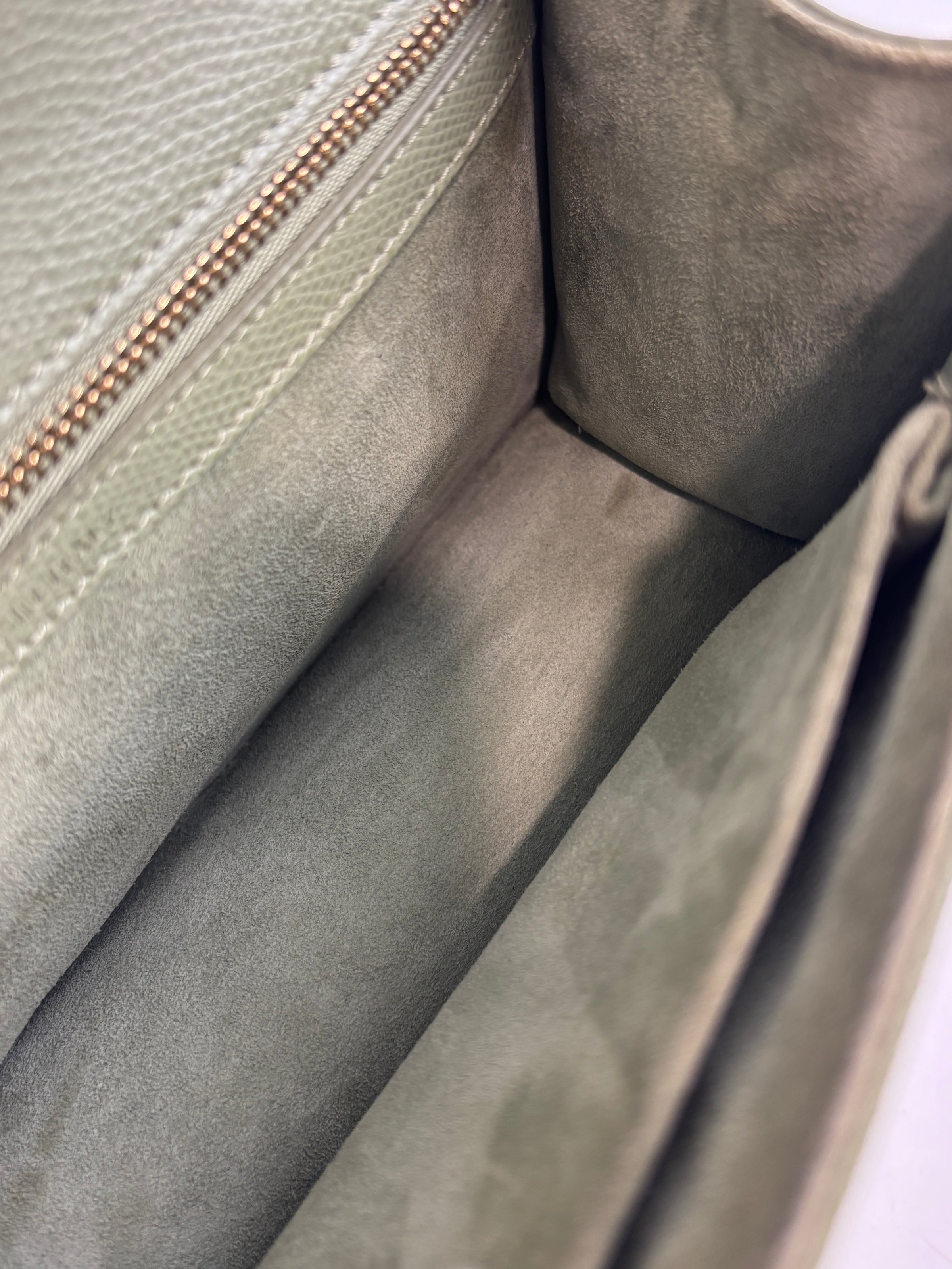 Small Diorama in Light Green Grained Calfskin Leather