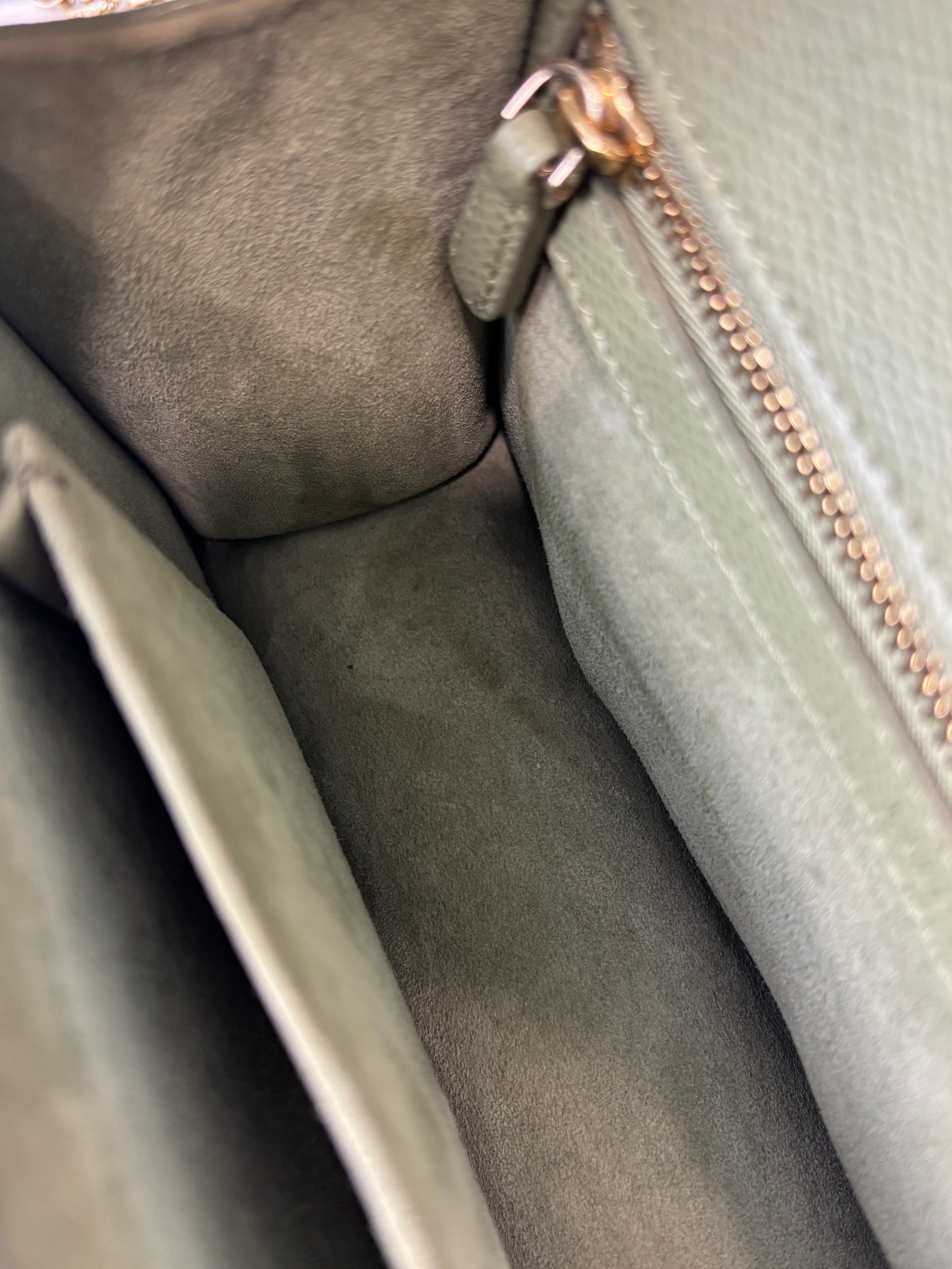 Small Diorama in Light Green Grained Calfskin Leather