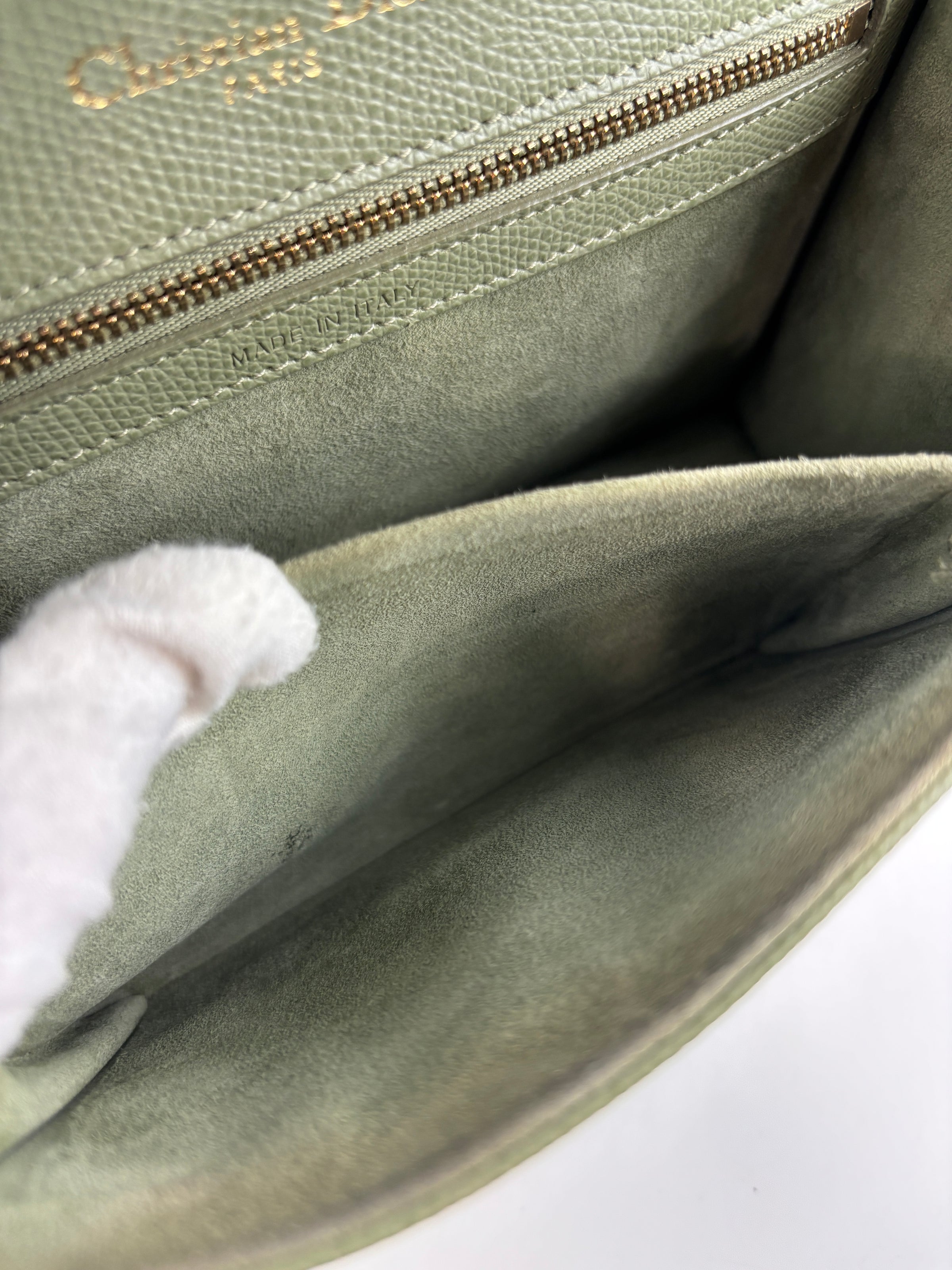 Small Diorama in Light Green Grained Calfskin Leather