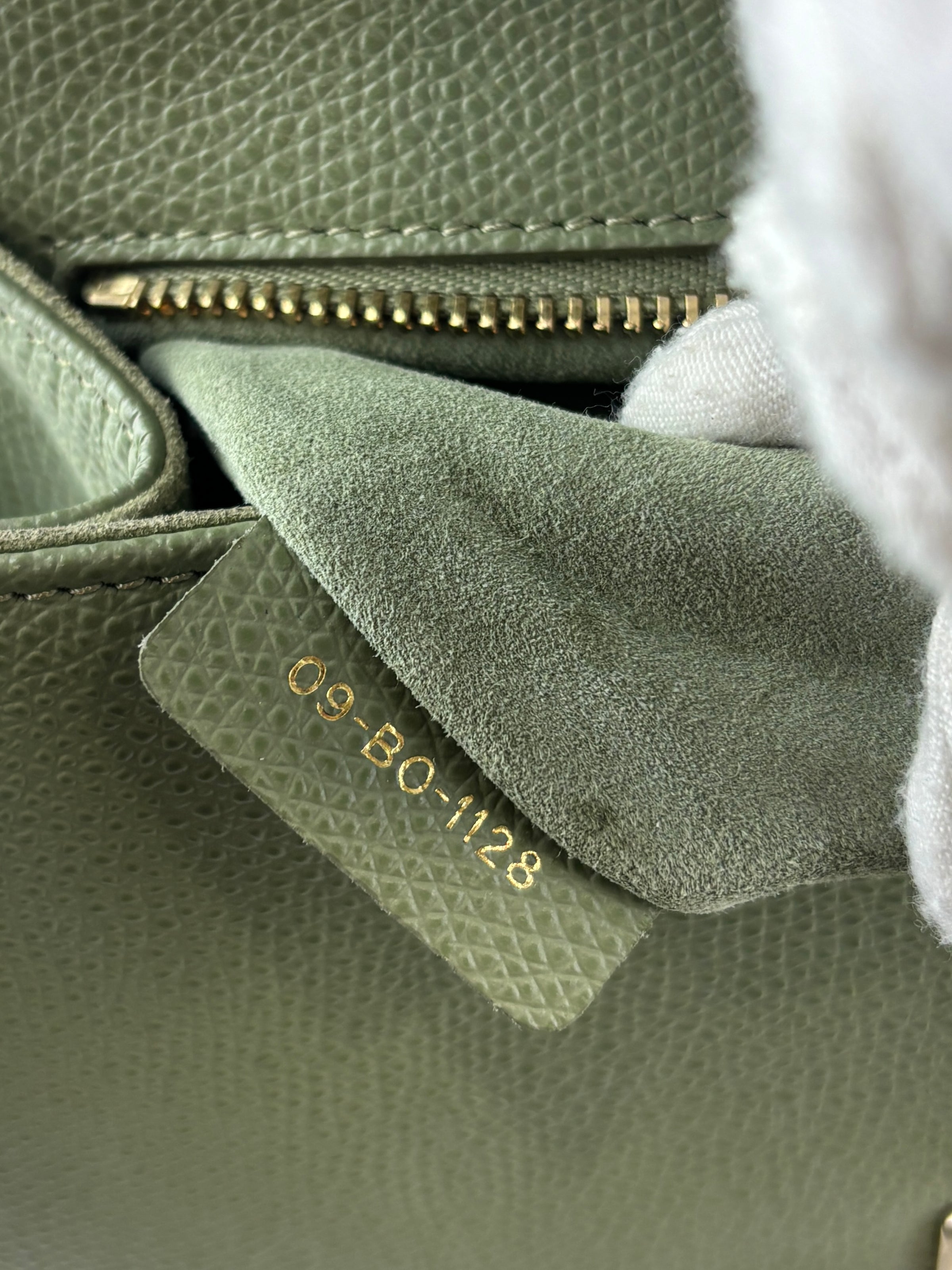 Small Diorama in Light Green Grained Calfskin Leather