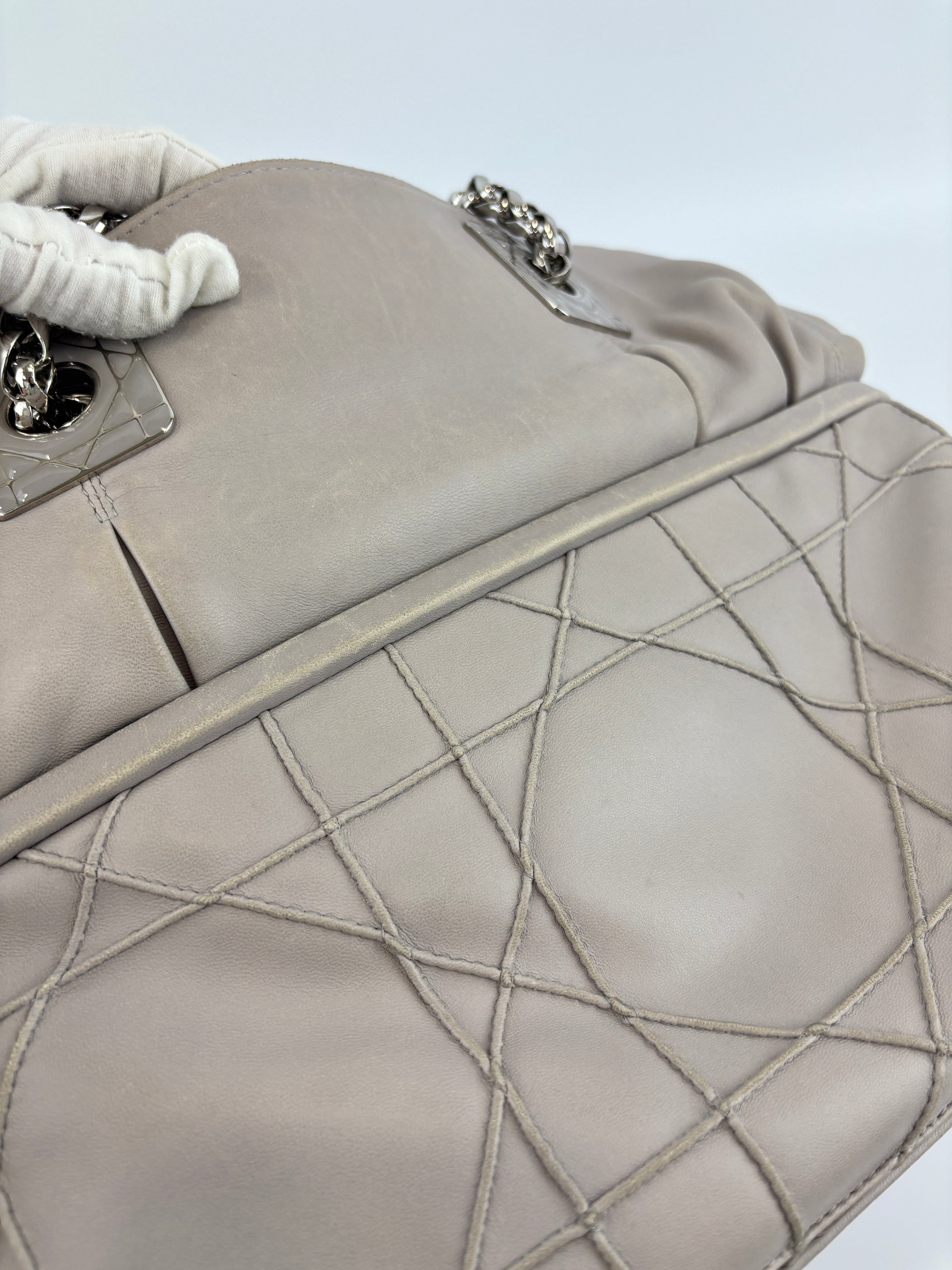 Medium Granville Chain Tote in Grey Cannage Lambskin SHW