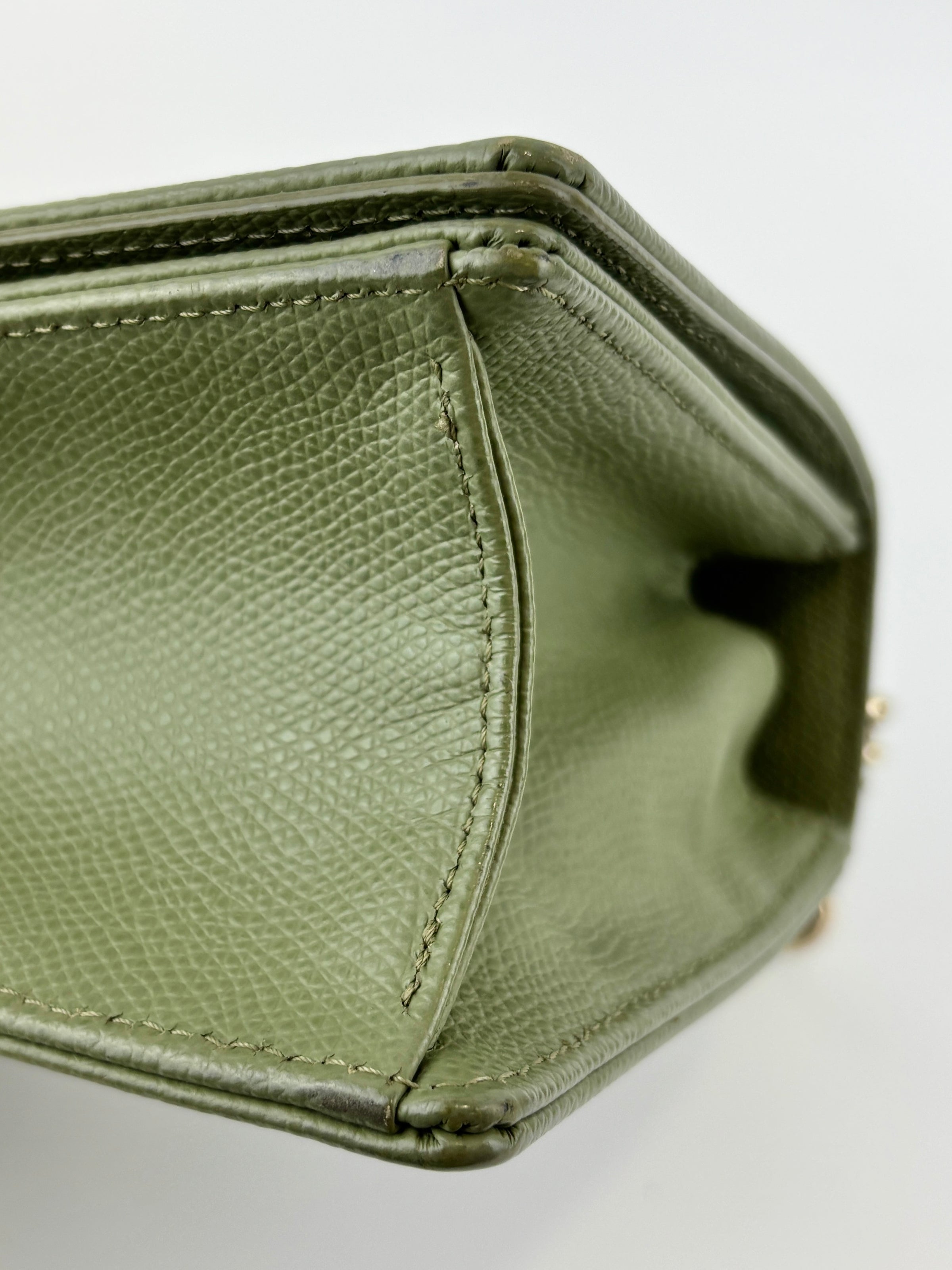 Small Diorama in Light Green Grained Calfskin Leather