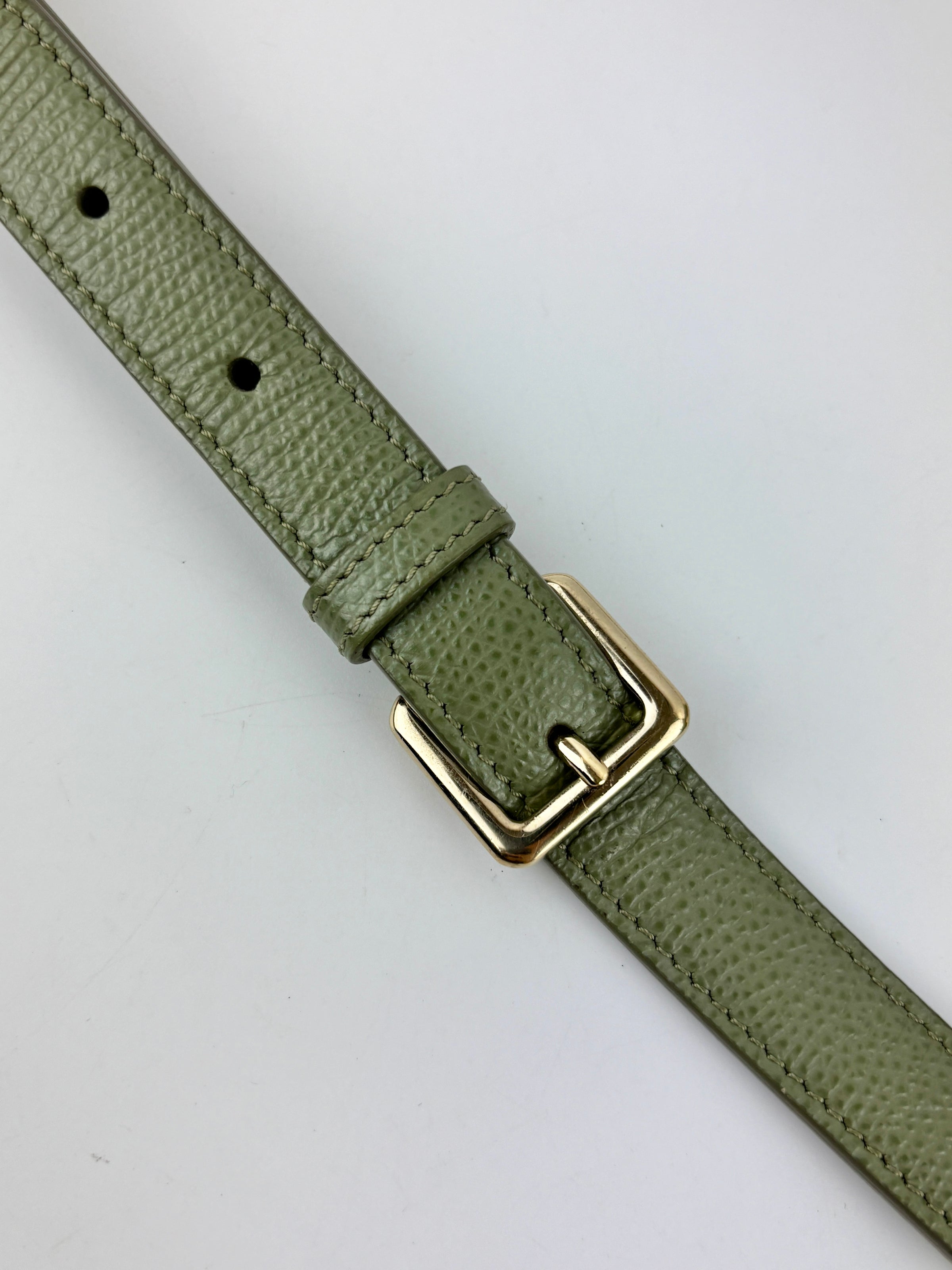 Small Diorama in Light Green Grained Calfskin Leather