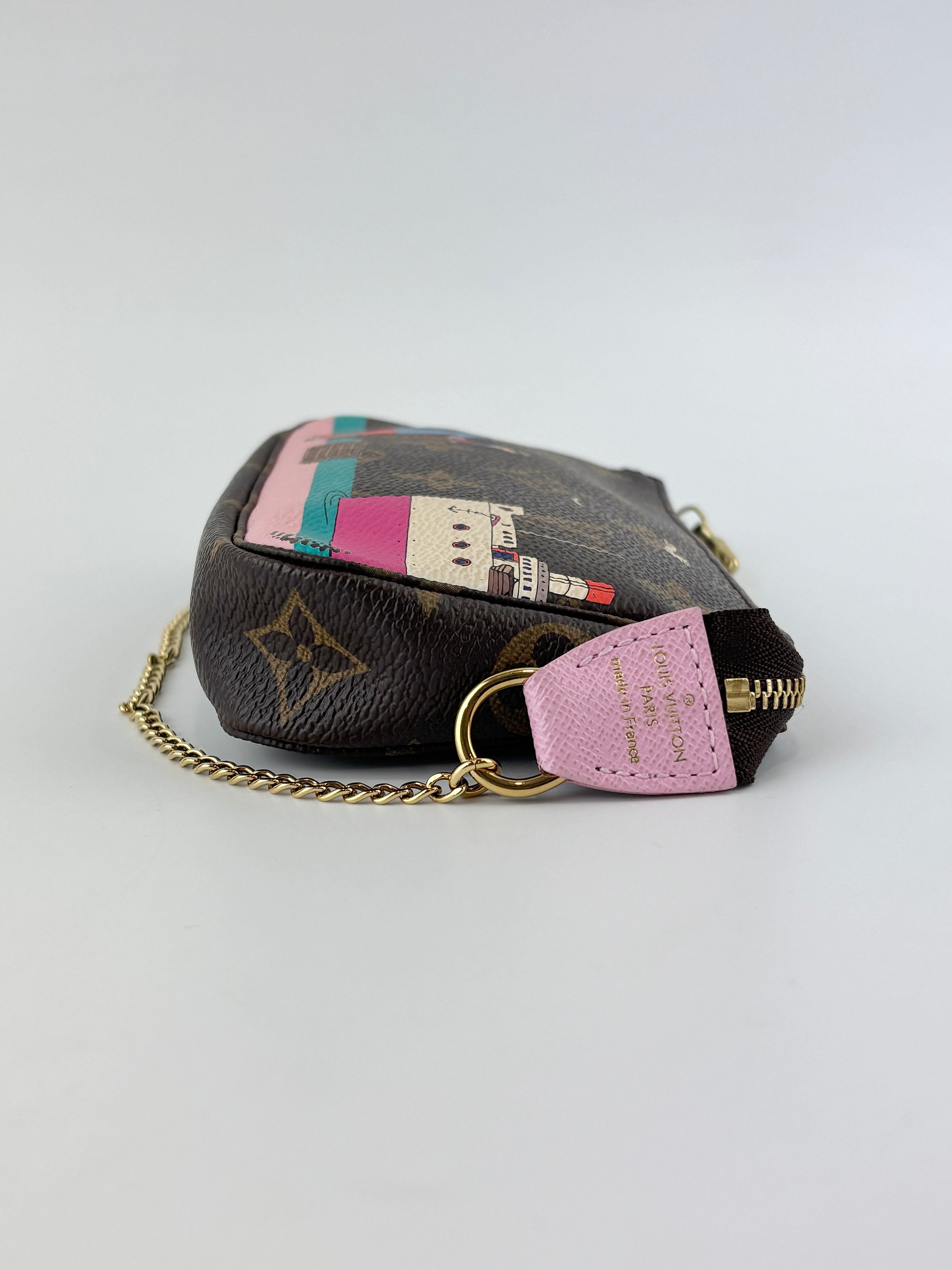 Limited Edition Monogram Illustre Transatlantic Mini Pochette Accessories in Rose Ballerine