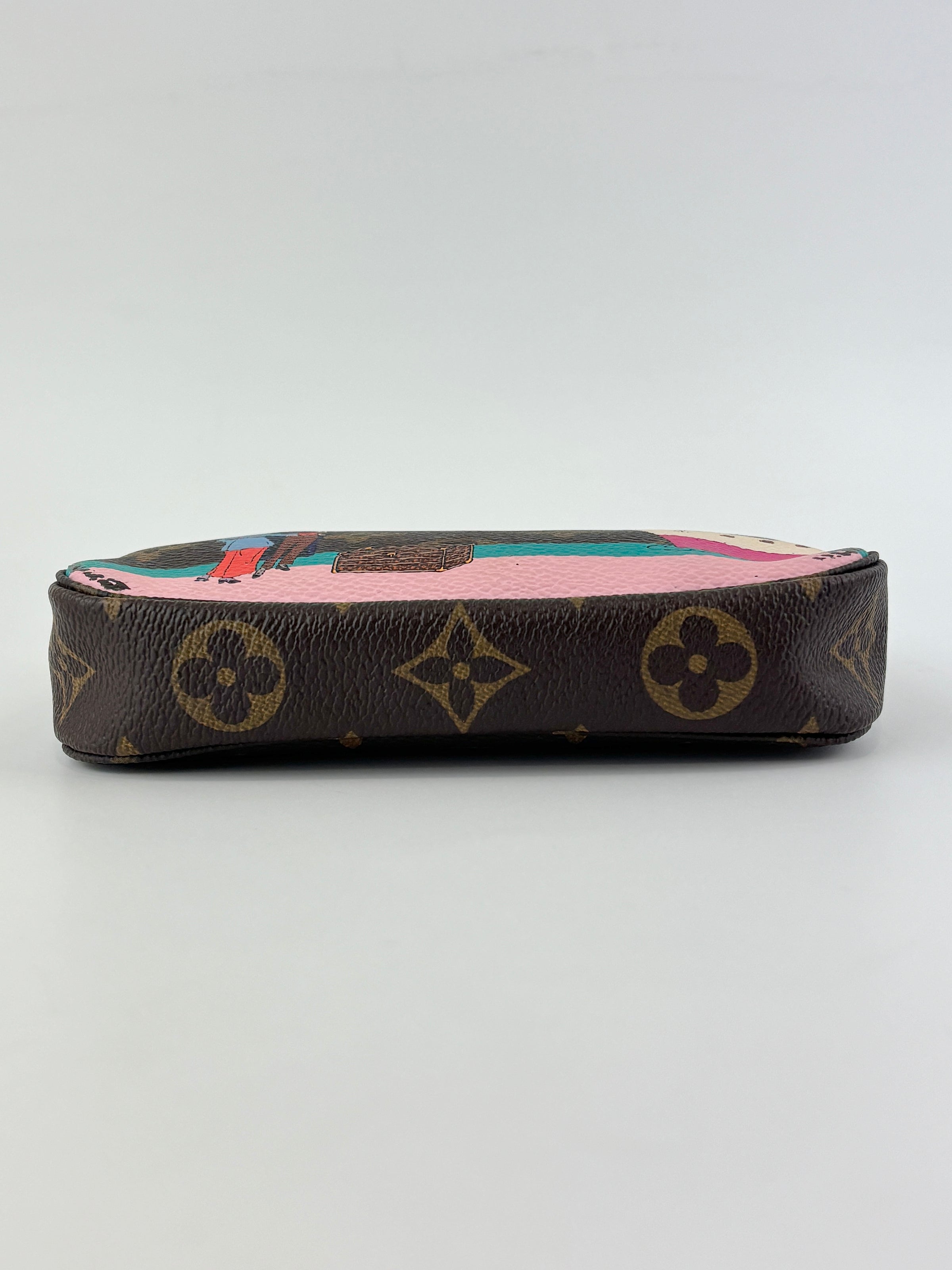 Limited Edition Monogram Illustre Transatlantic Mini Pochette Accessories in Rose Ballerine