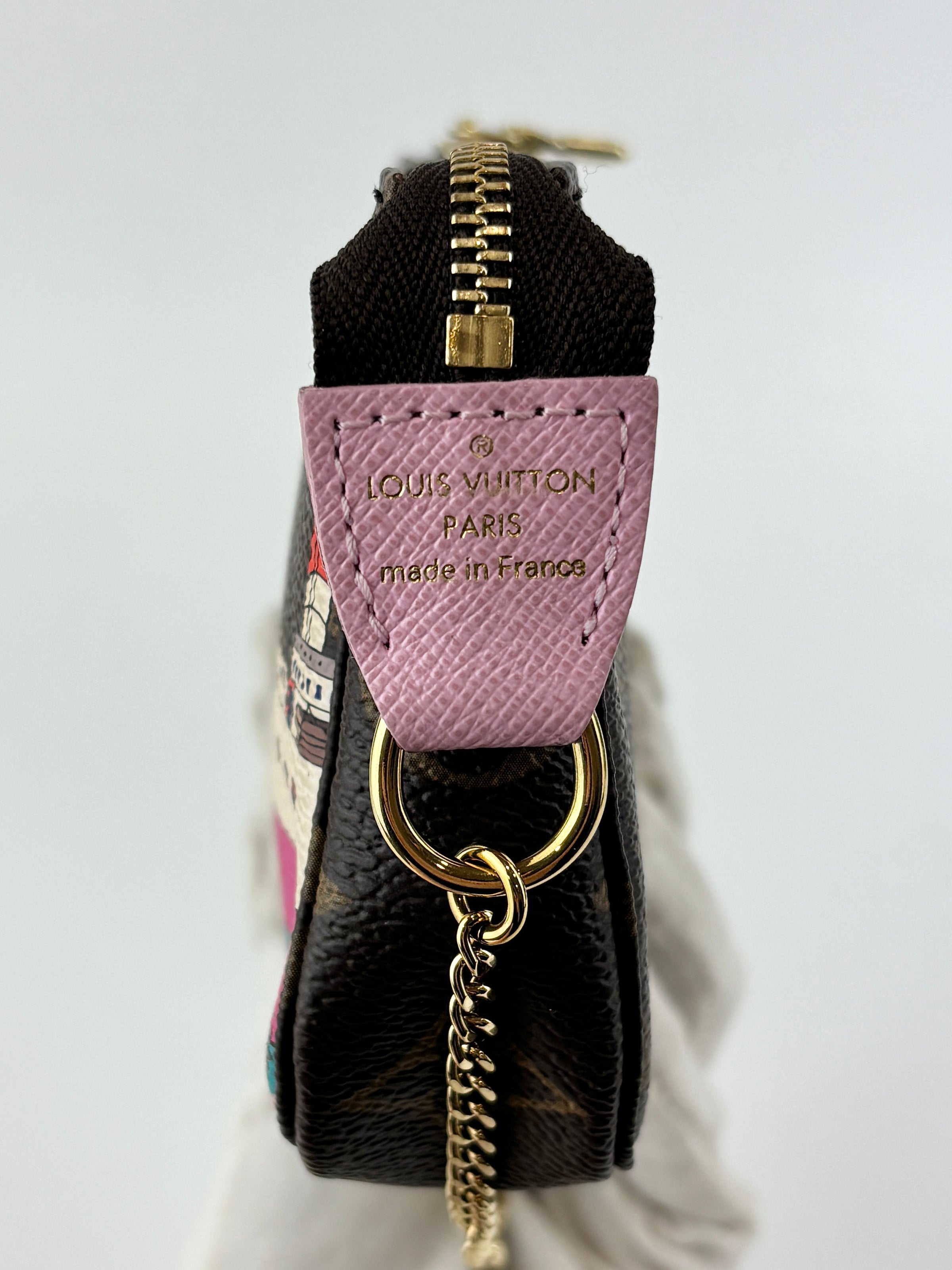 Limited Edition Monogram Illustre Transatlantic Mini Pochette Accessories in Rose Ballerine