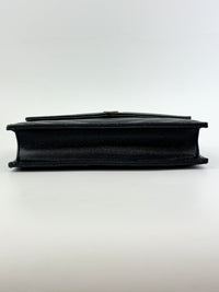 Cassandre Envelope Chain Wallet in Black Grain De Poudre Leather - Glampot