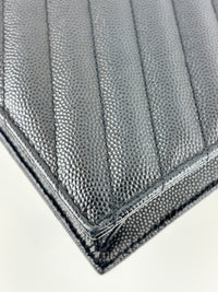 Cassandre Envelope Chain Wallet in Black Grain De Poudre Leather - Glampot