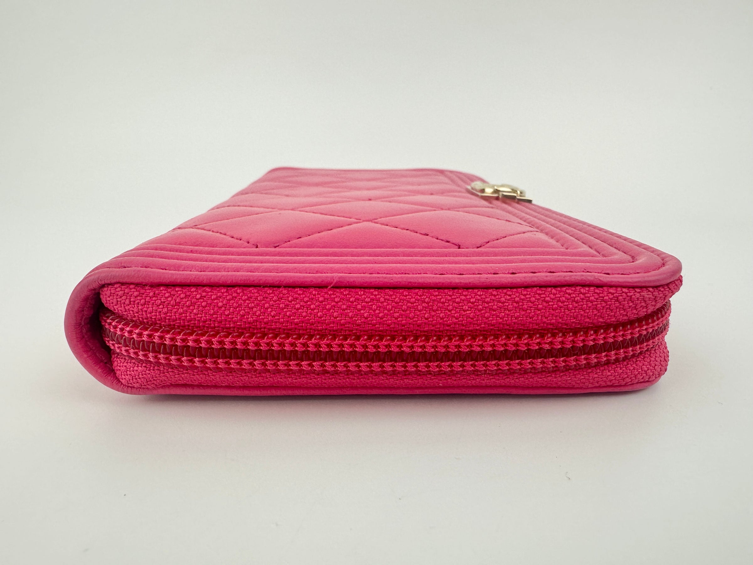 Boy Pink Quilted Lambskin Zip Around Wallet