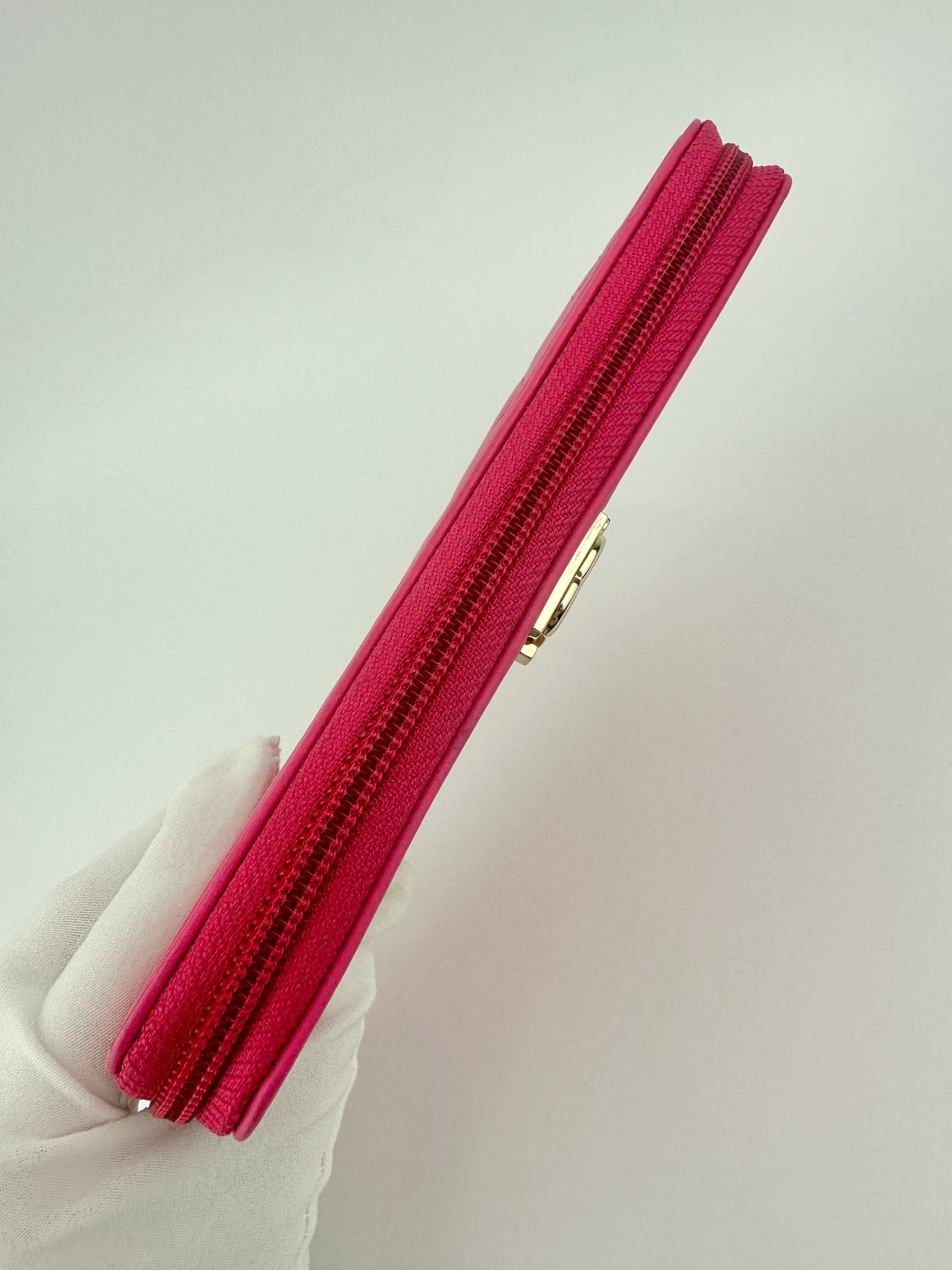 Boy Pink Quilted Lambskin Zip Around Wallet