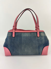 Craft Denim Tote Bag in Blue / Pink