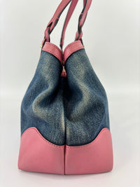 Craft Denim Tote Bag in Blue / Pink