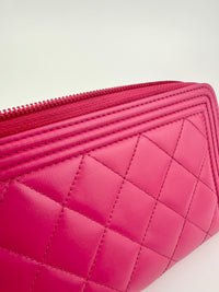 Boy Pink Quilted Lambskin Zip Around Wallet