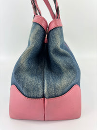 Craft Denim Tote Bag in Blue / Pink