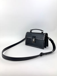 Rockstud Leather Box Bag in Black