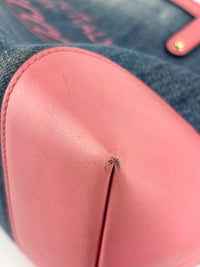 Craft Denim Tote Bag in Blue / Pink