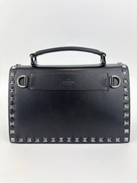 Rockstud Leather Box Bag in Black