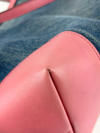 Craft Denim Tote Bag in Blue / Pink