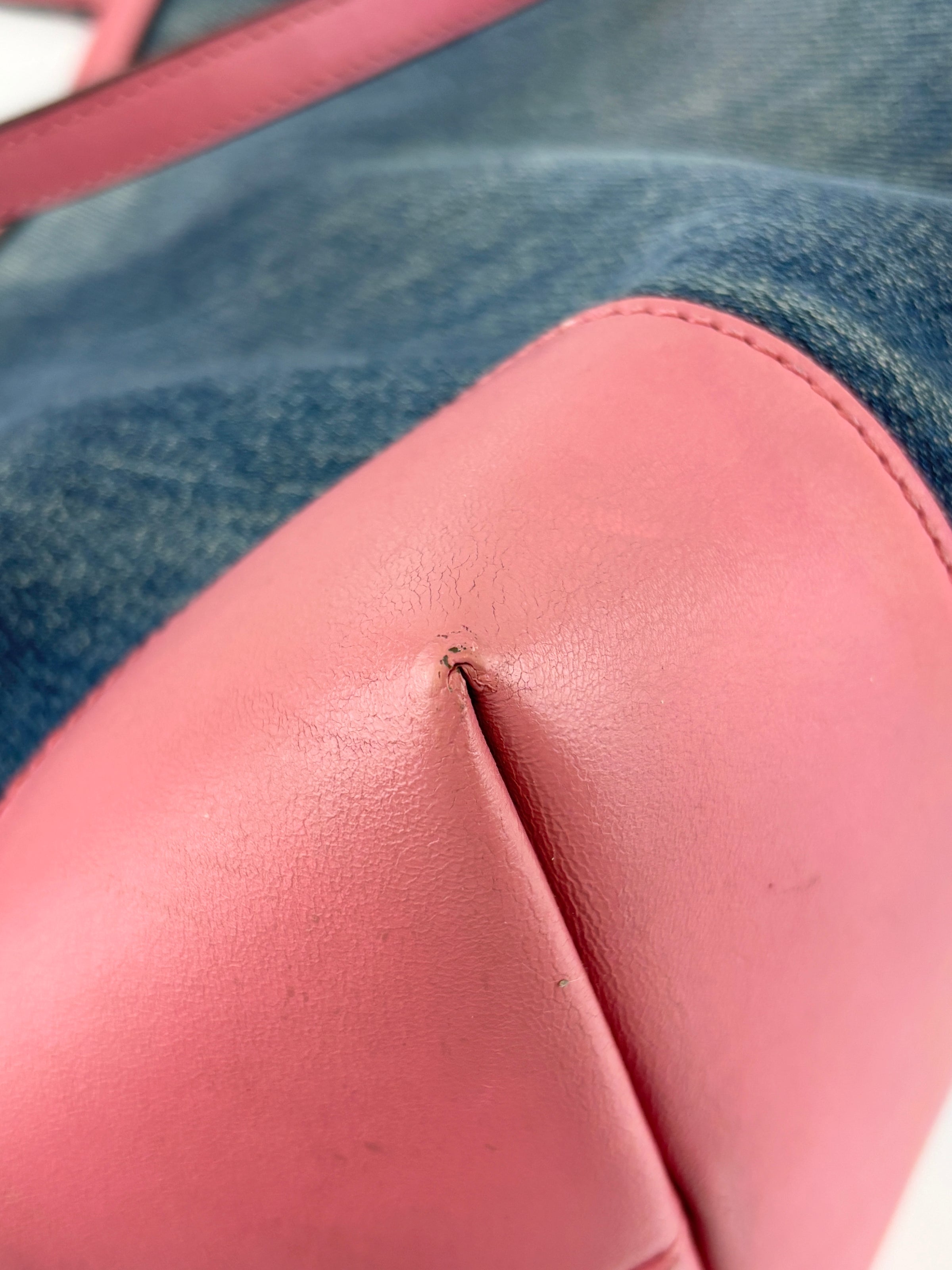 Craft Denim Tote Bag in Blue / Pink
