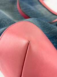 Craft Denim Tote Bag in Blue / Pink