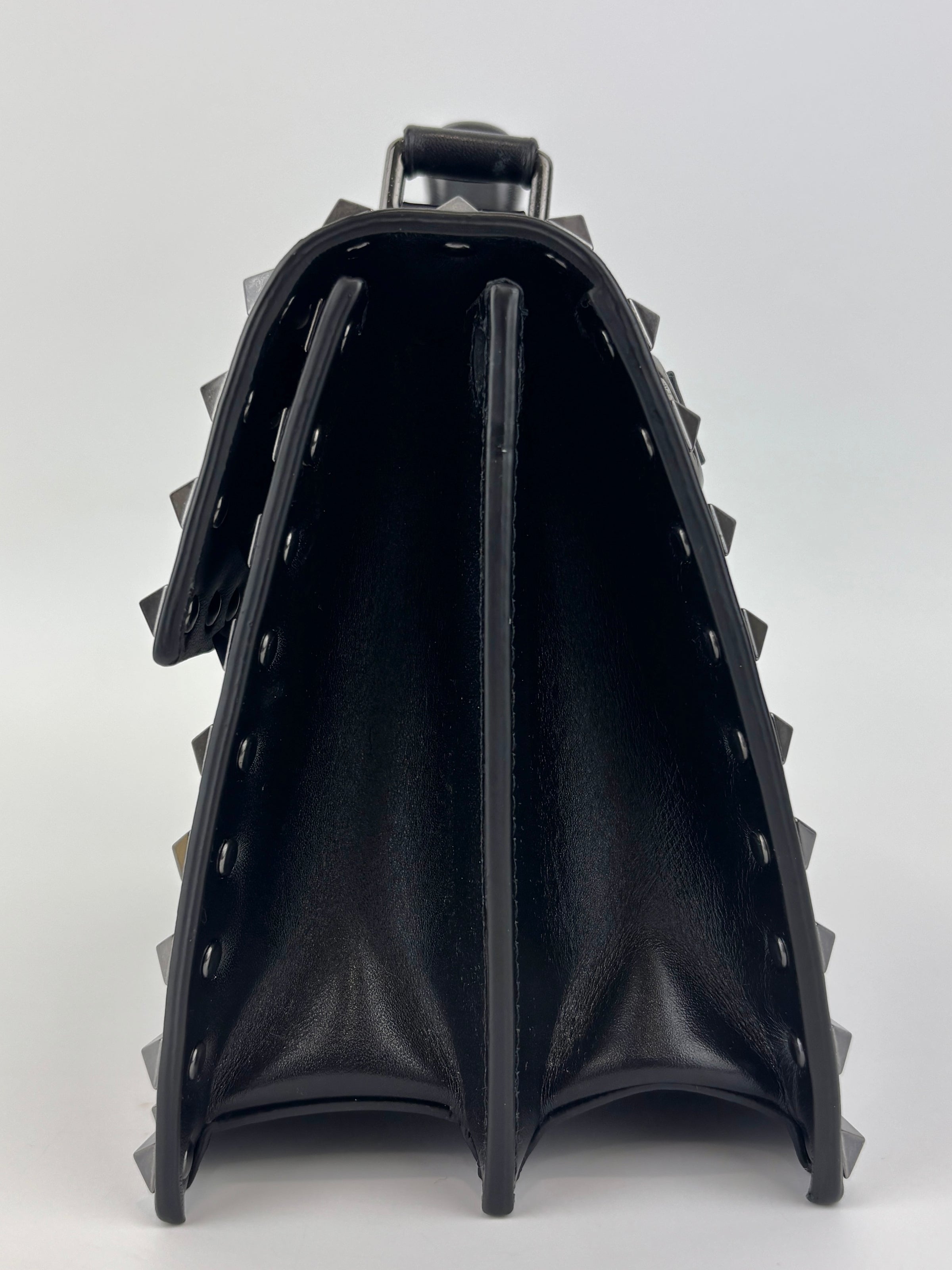 Rockstud Leather Box Bag in Black