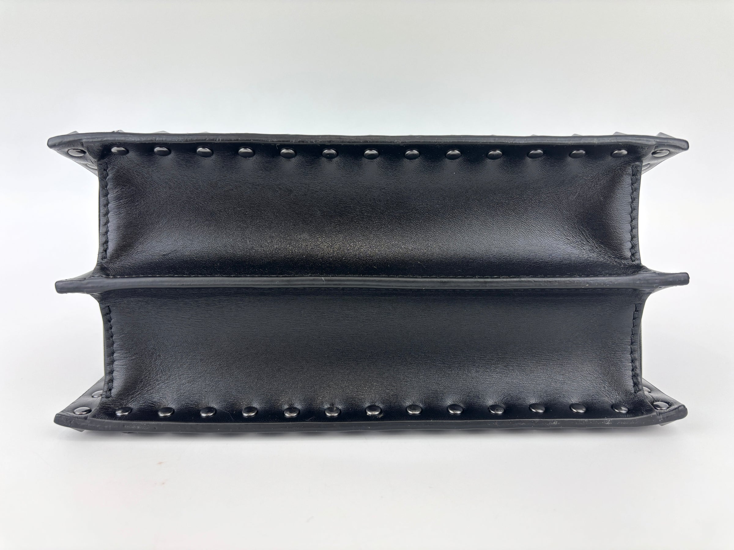 Rockstud Leather Box Bag in Black