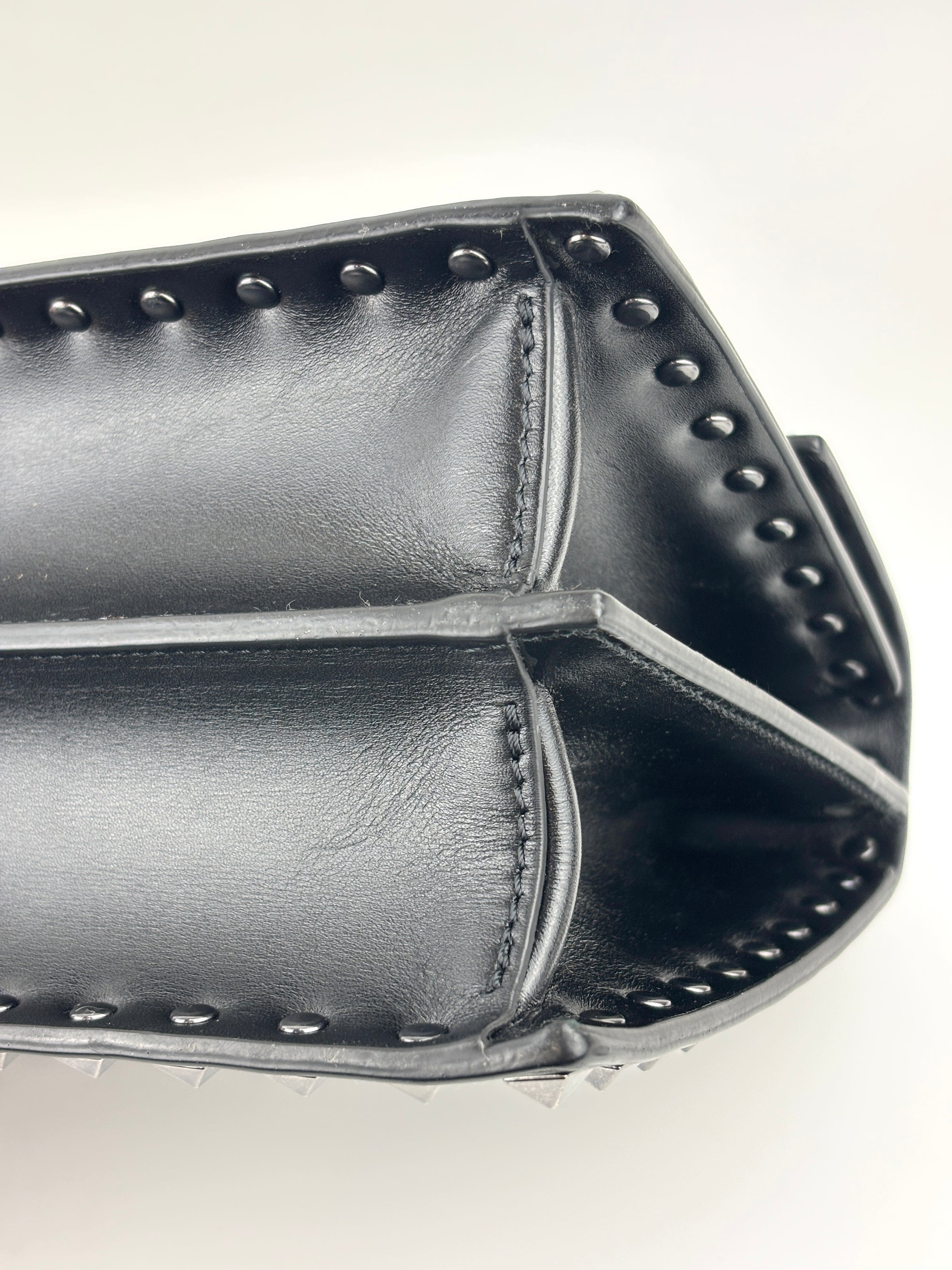 Rockstud Leather Box Bag in Black