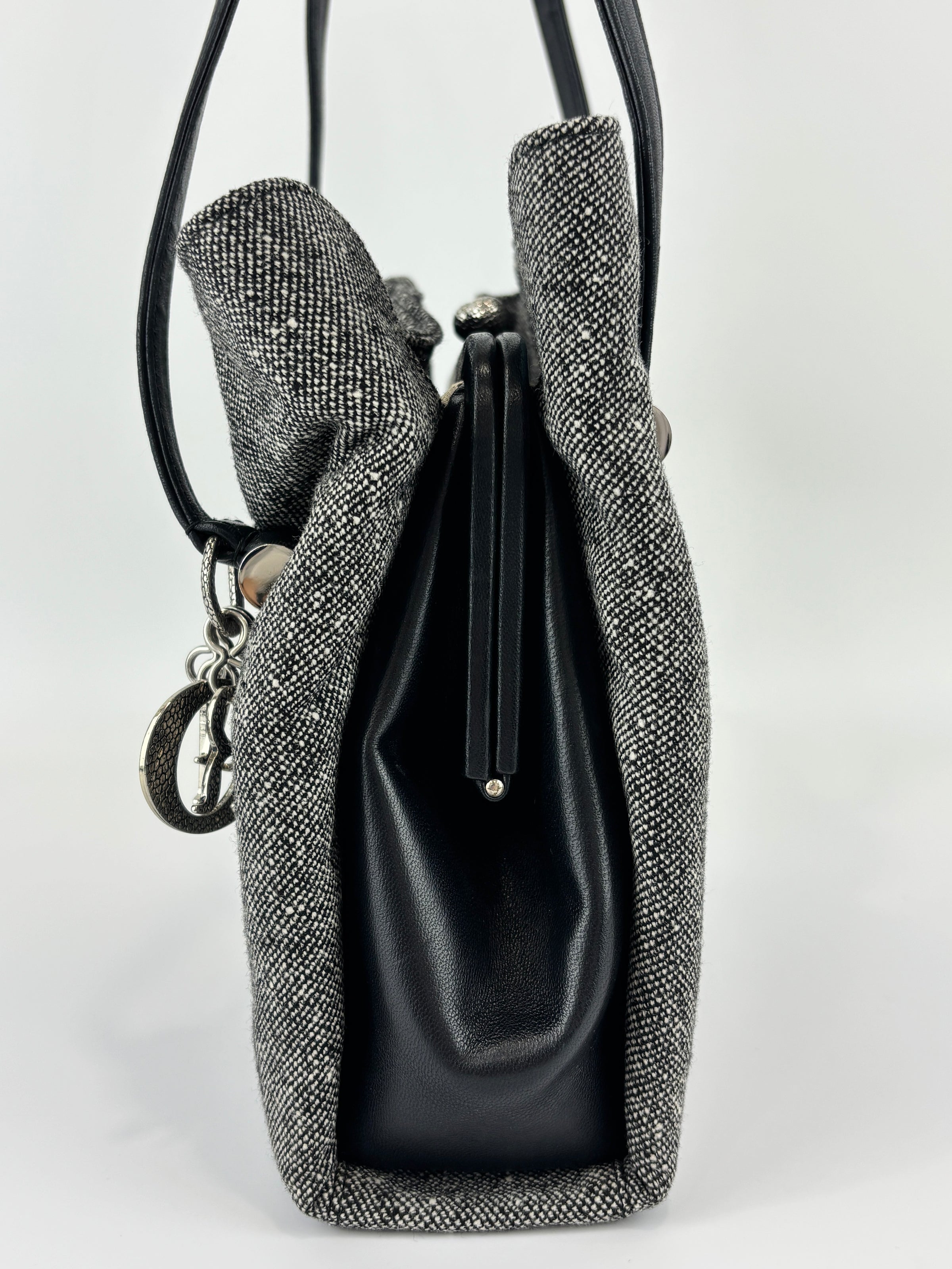 Vintage Marl Wool Shoulder Tote in Grey