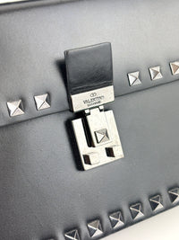 Rockstud Leather Box Bag in Black