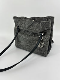 Vintage Marl Wool Shoulder Tote in Grey
