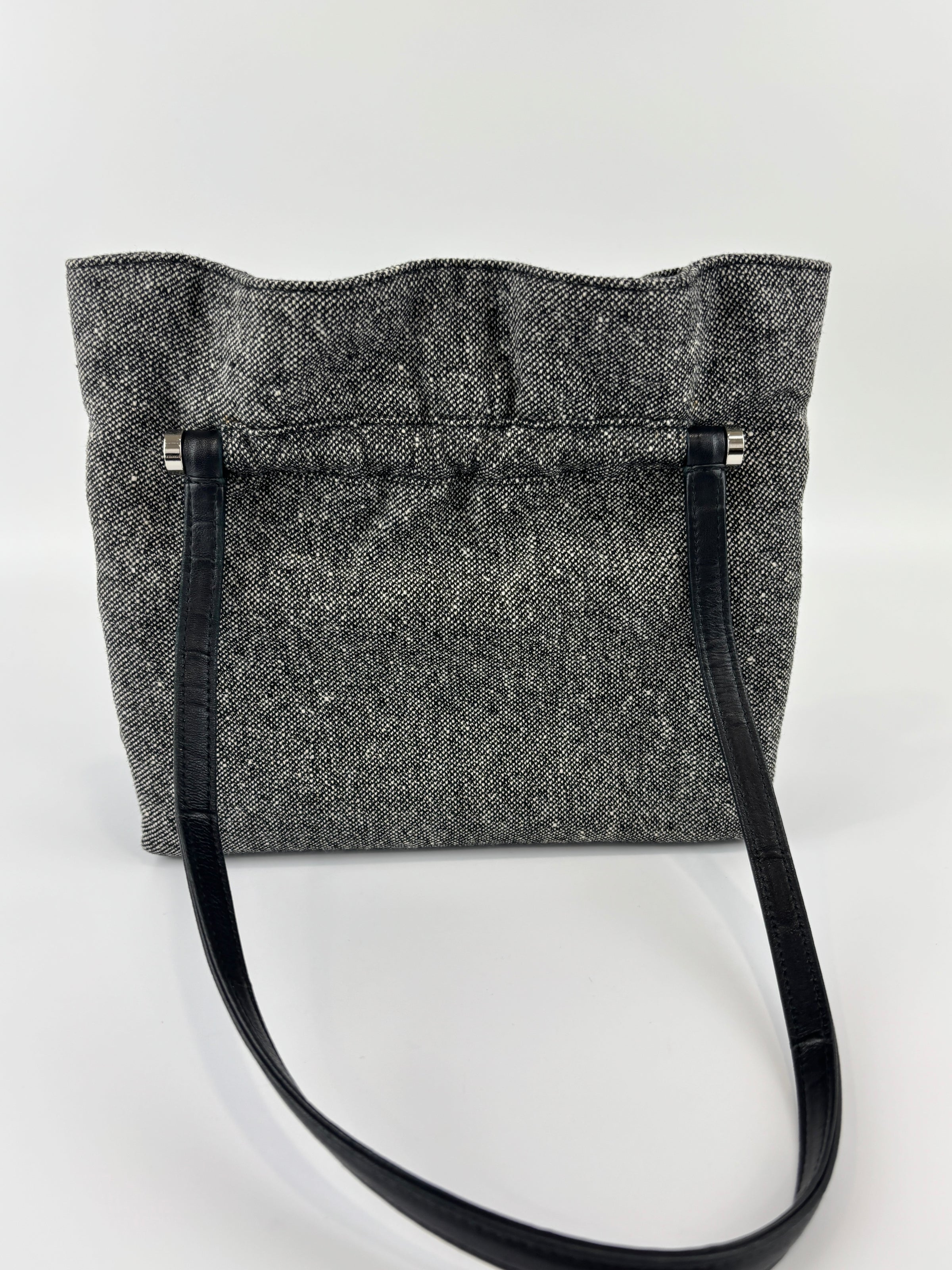 Vintage Marl Wool Shoulder Tote in Grey