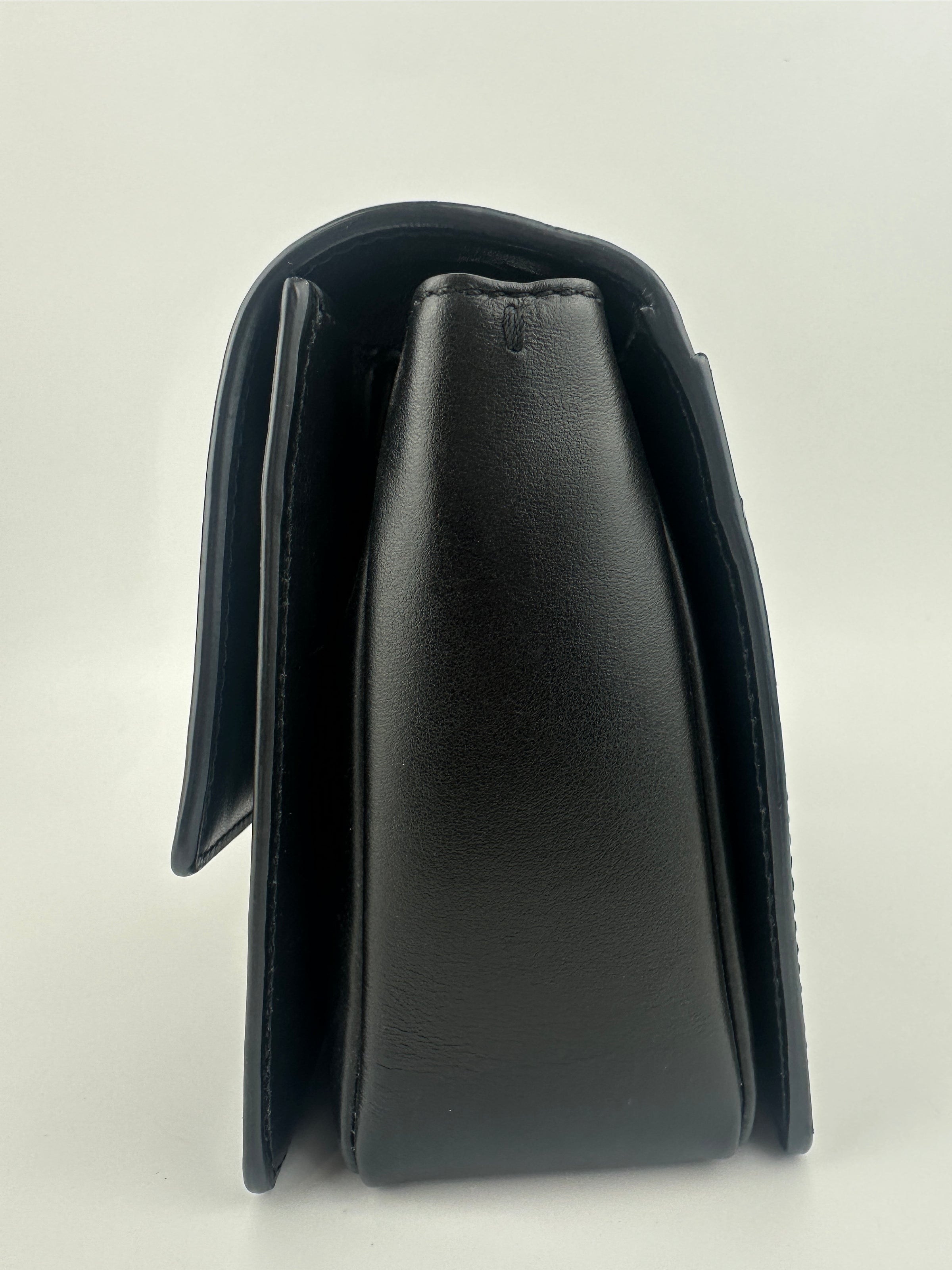 La Medusa Black Leather Chain Crossbody Bag