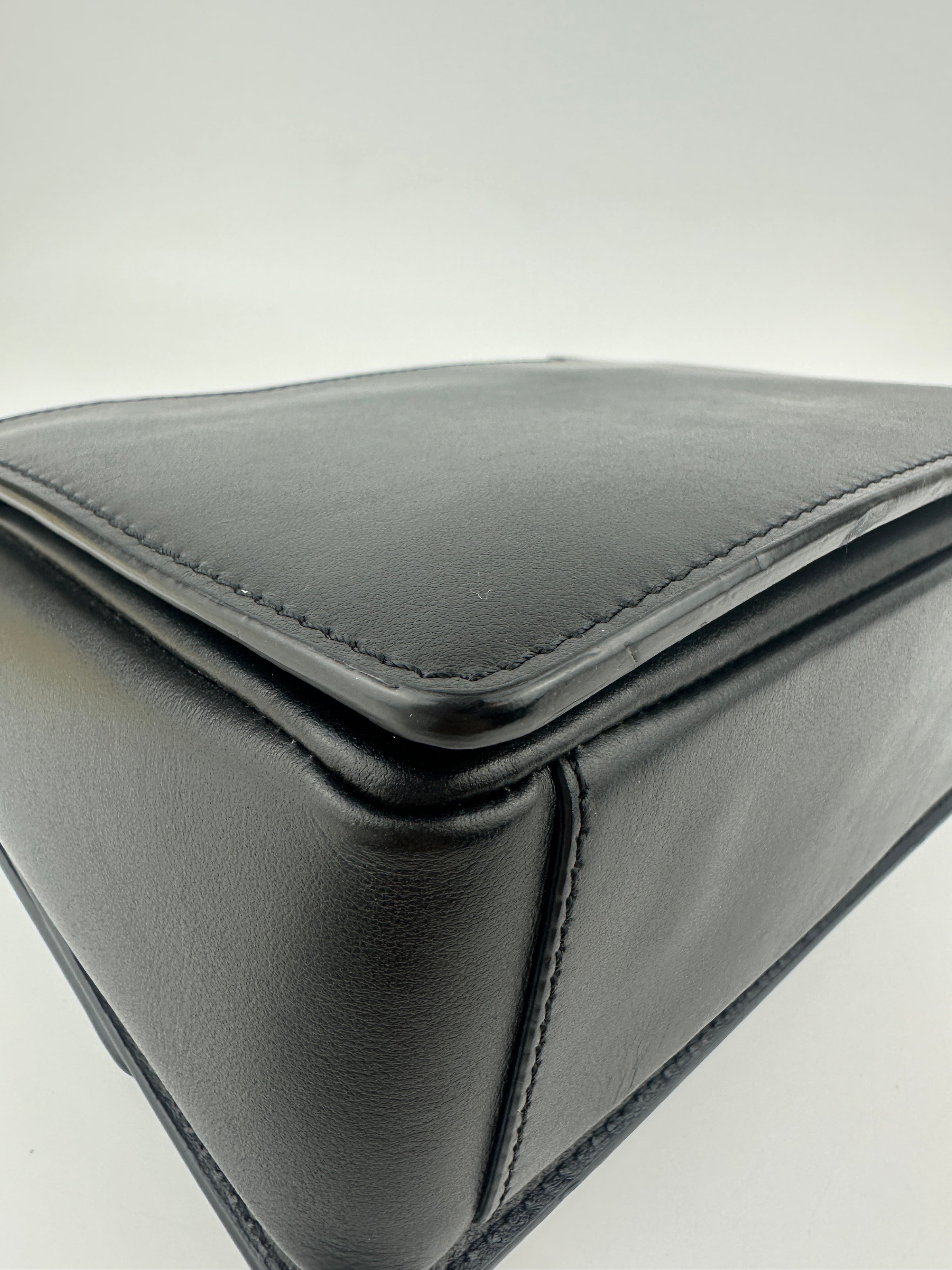 La Medusa Black Leather Chain Crossbody Bag