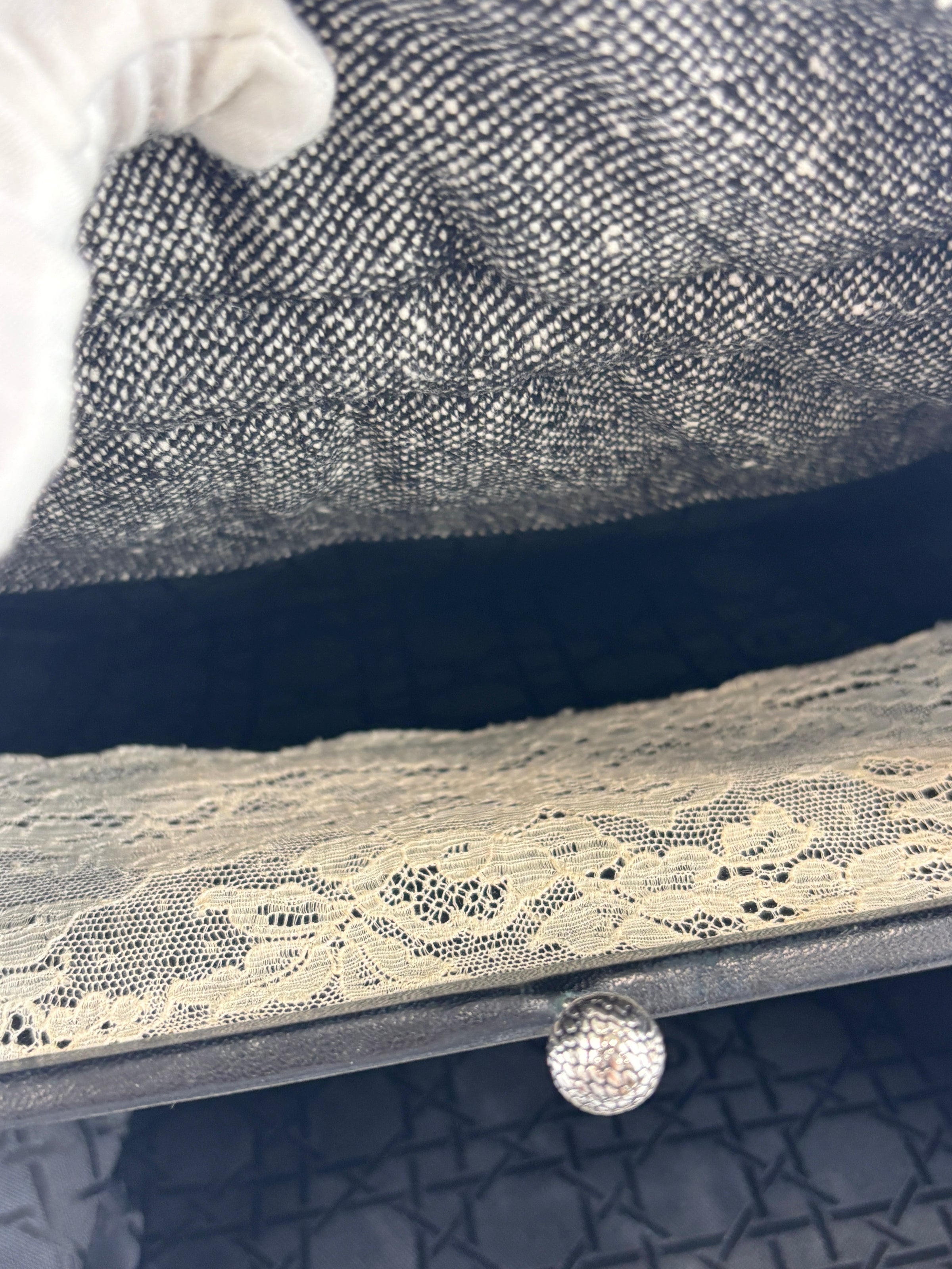 Vintage Marl Wool Shoulder Tote in Grey