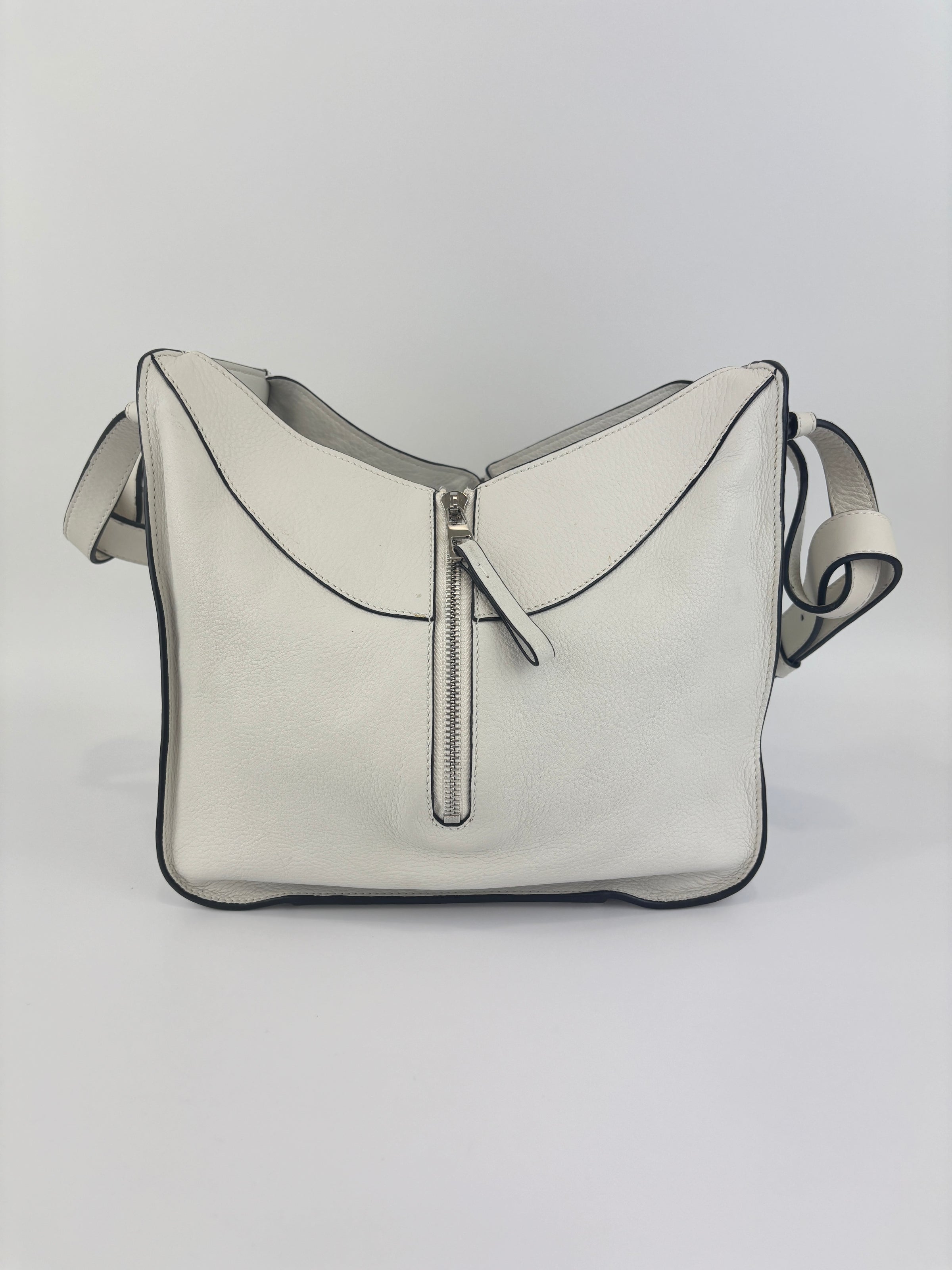 Small Hammock Bag in White Soft Grained Calfskin