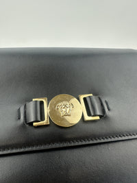 La Medusa Black Leather Chain Crossbody Bag