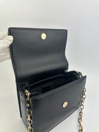 La Medusa Black Leather Chain Crossbody Bag