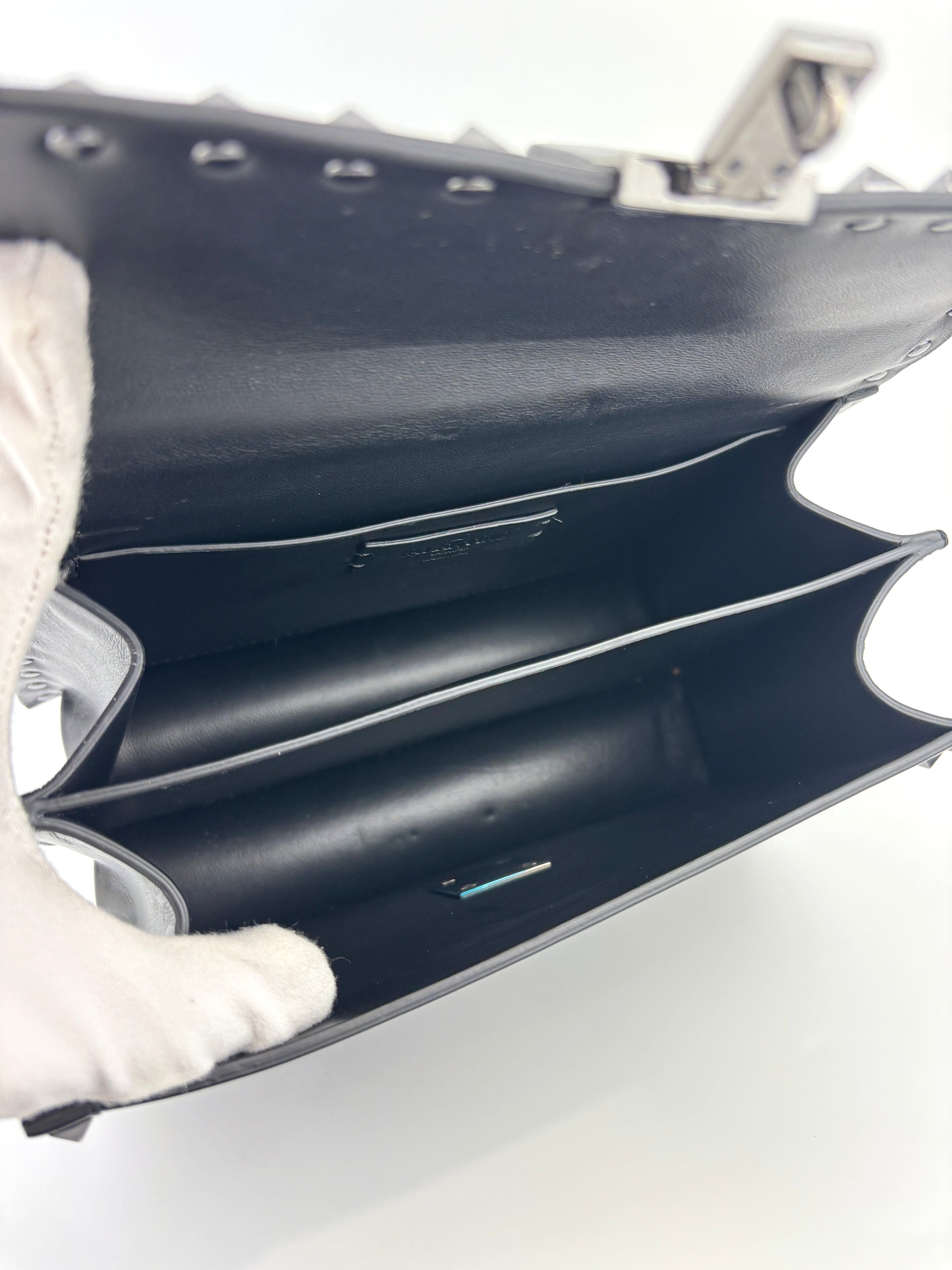 Rockstud Leather Box Bag in Black