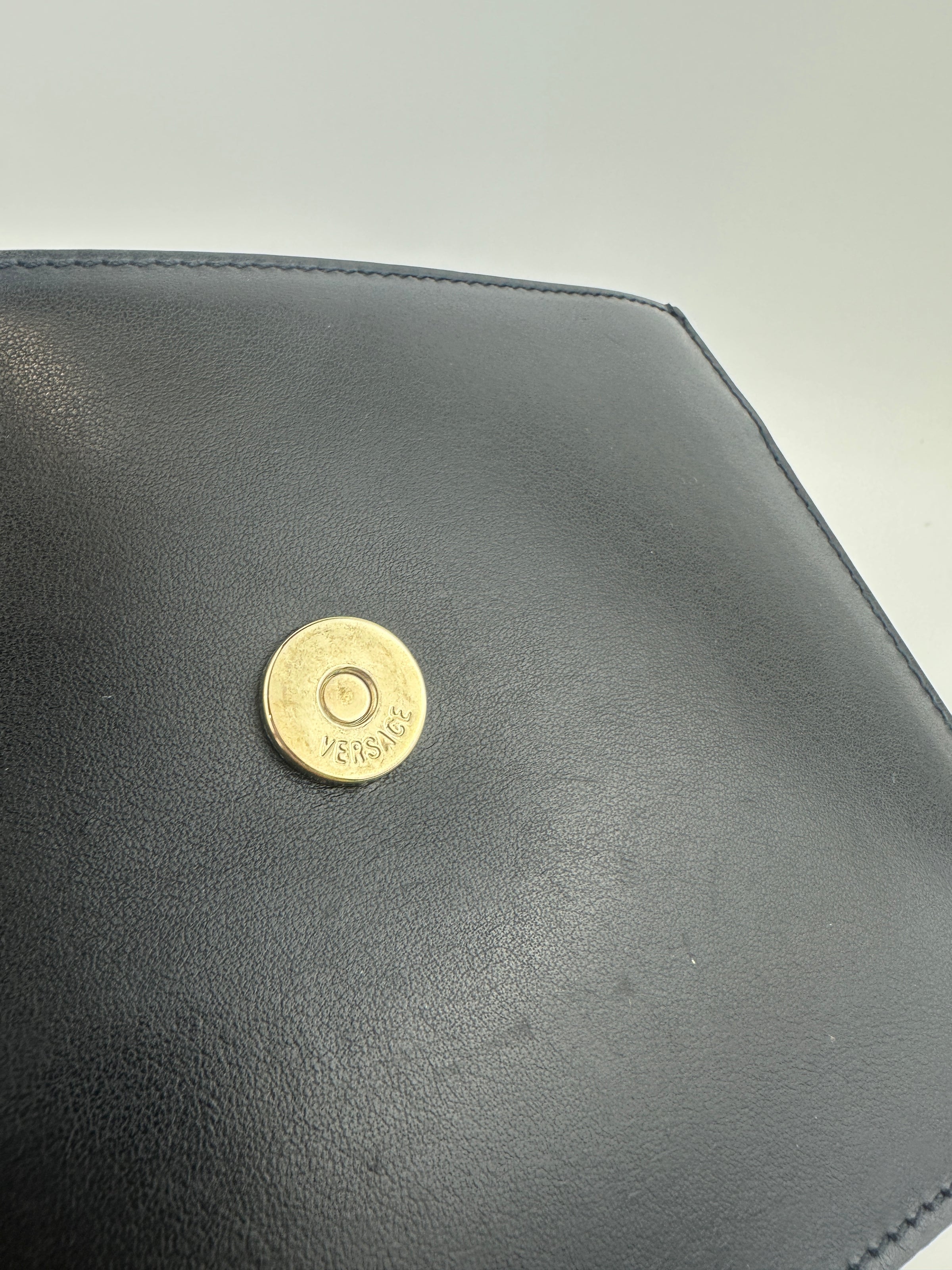 La Medusa Black Leather Chain Crossbody Bag