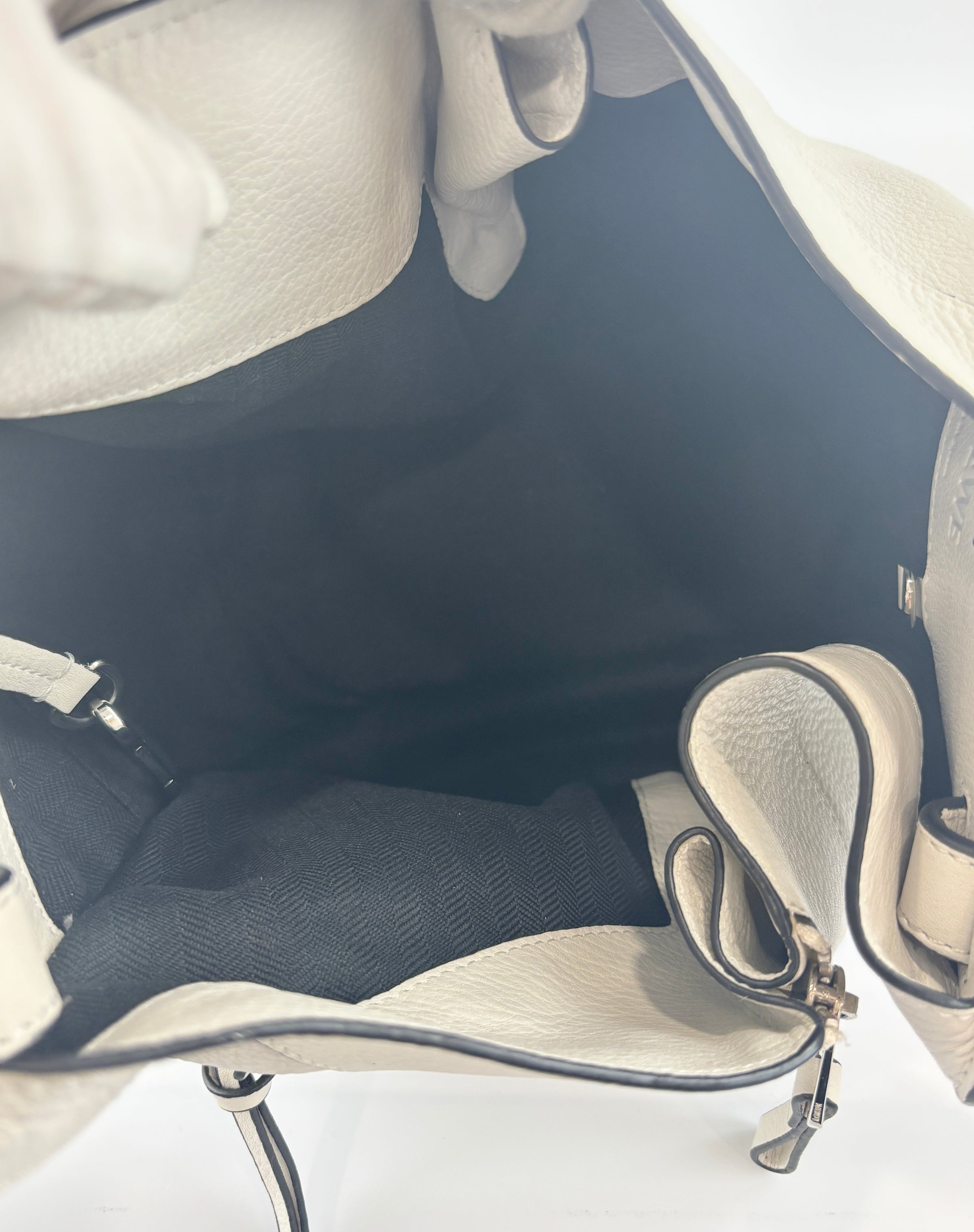 Small Hammock Bag in White Soft Grained Calfskin