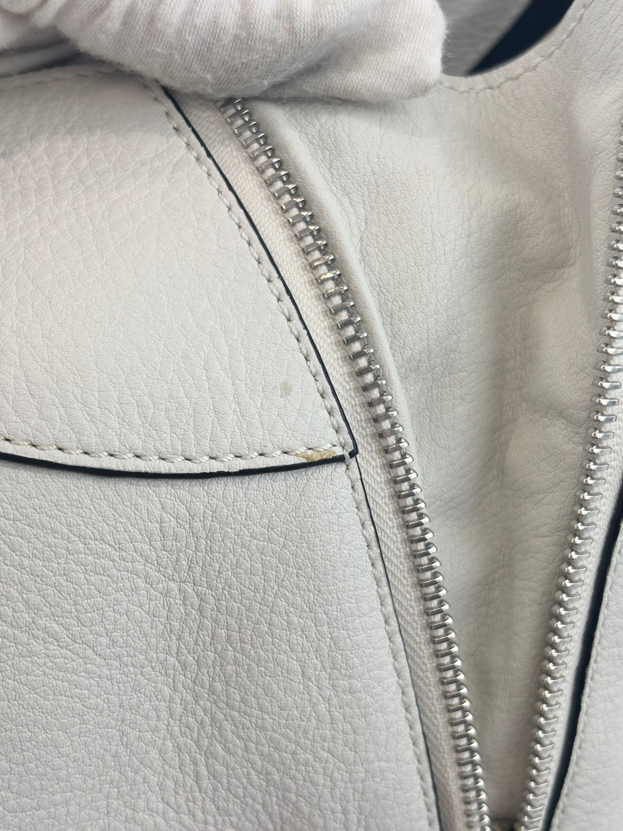 Small Hammock Bag in White Soft Grained Calfskin