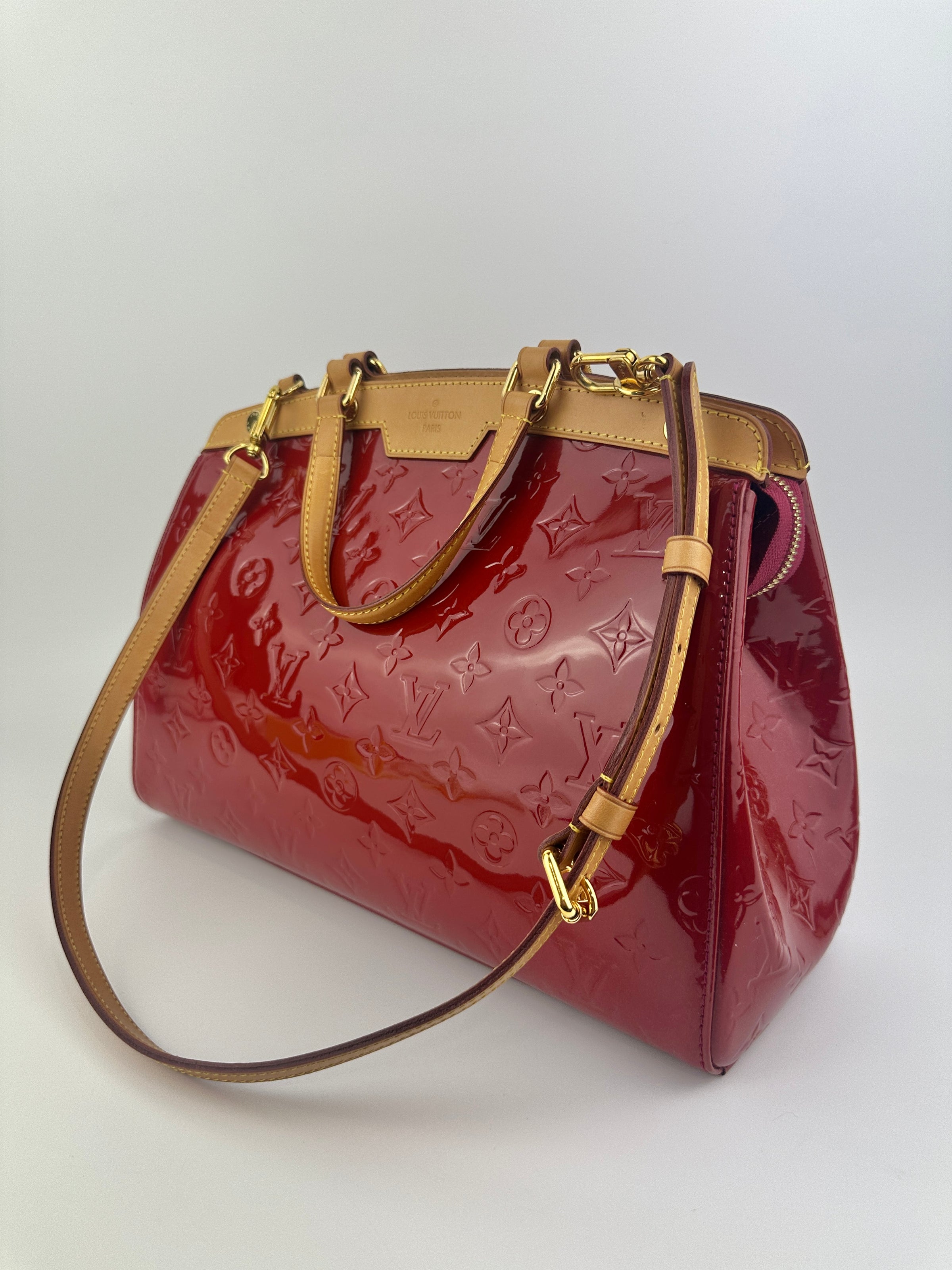 Brea MM Cerise Monogram Vernis Bag